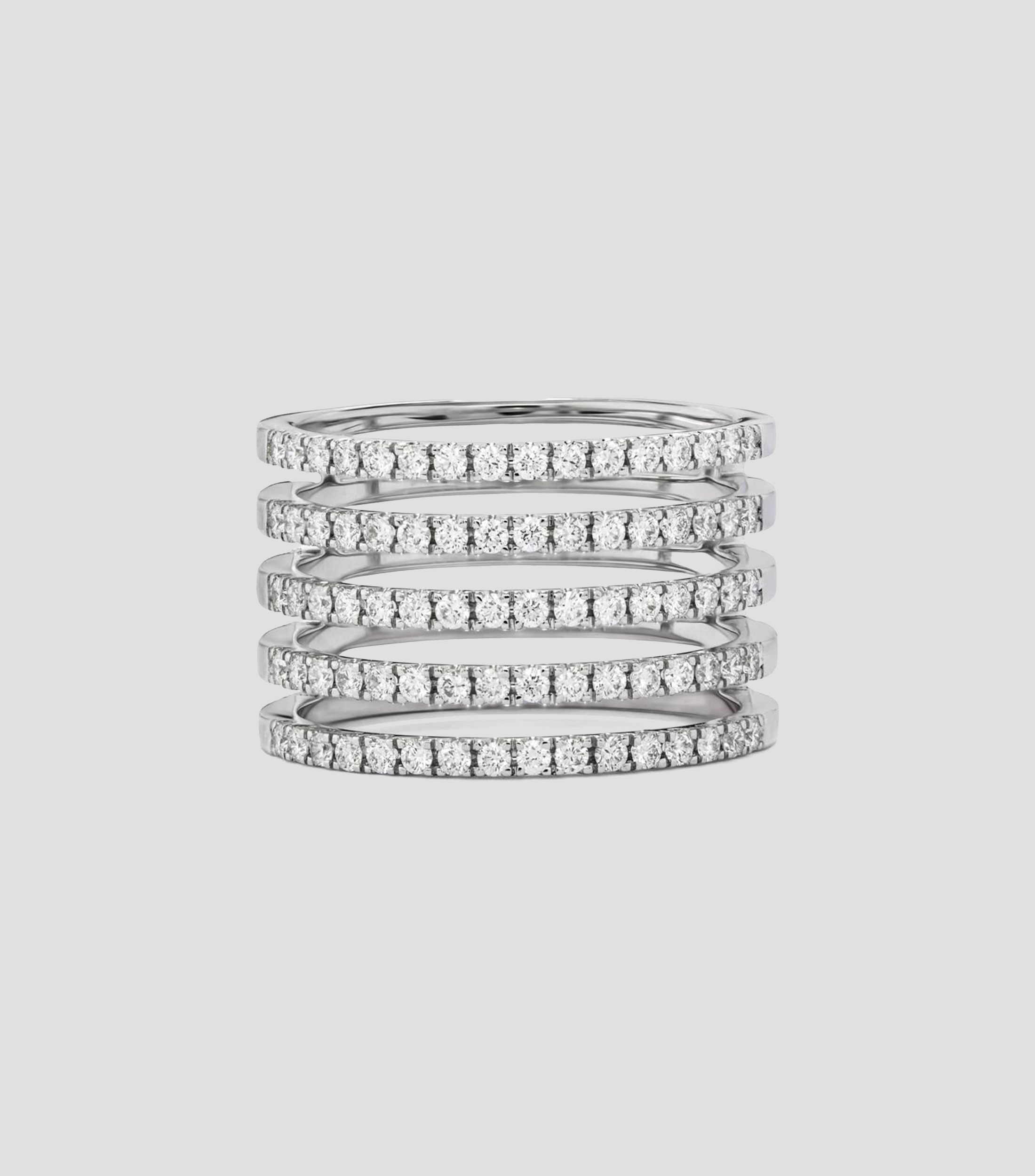 Anillo multibrazo en Oro blanco de 18 Kilates con 80 diamantes en talla brillante Mujer