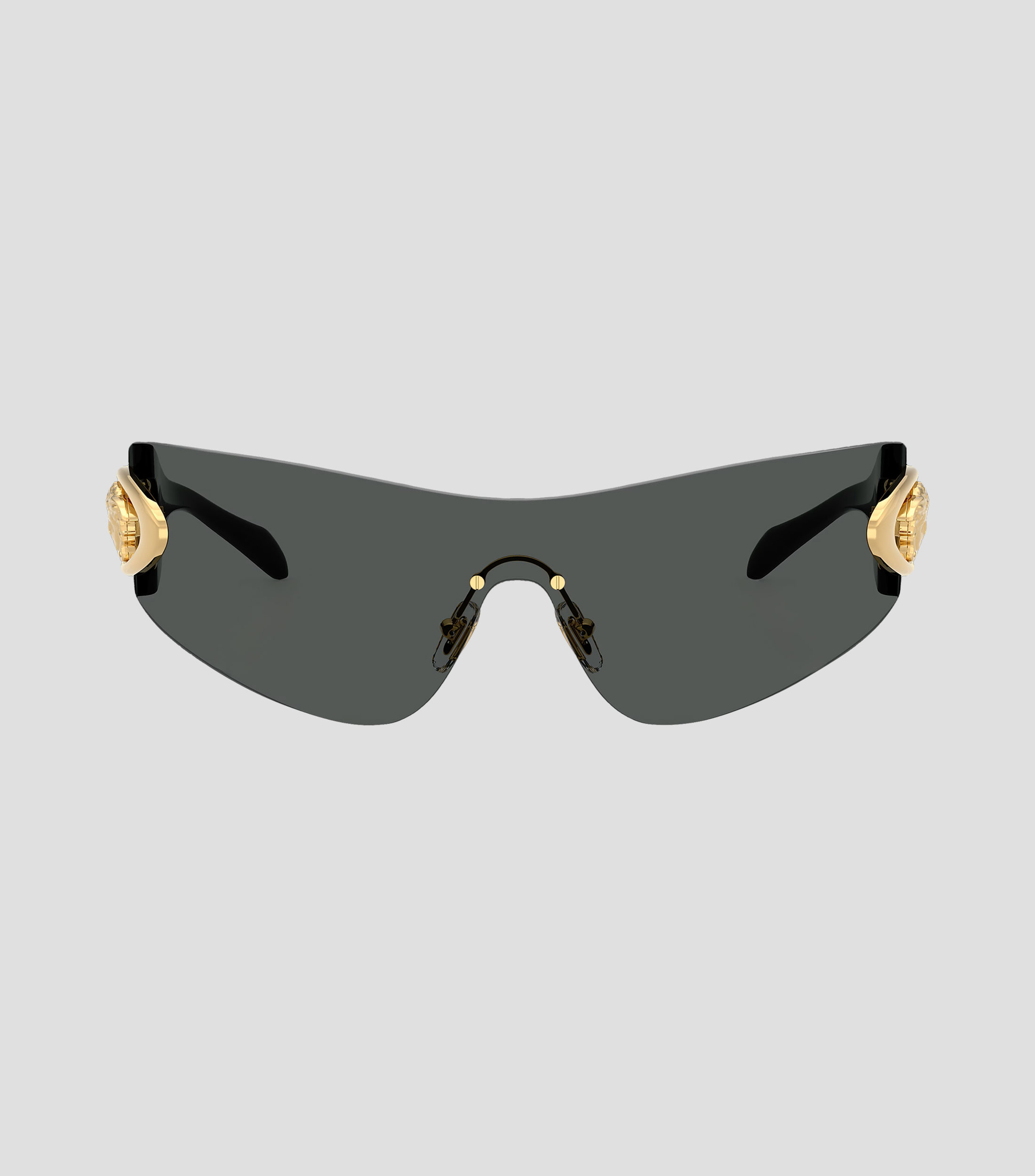 Lentes de sol irregulares gris oscuro con dorado Mujer