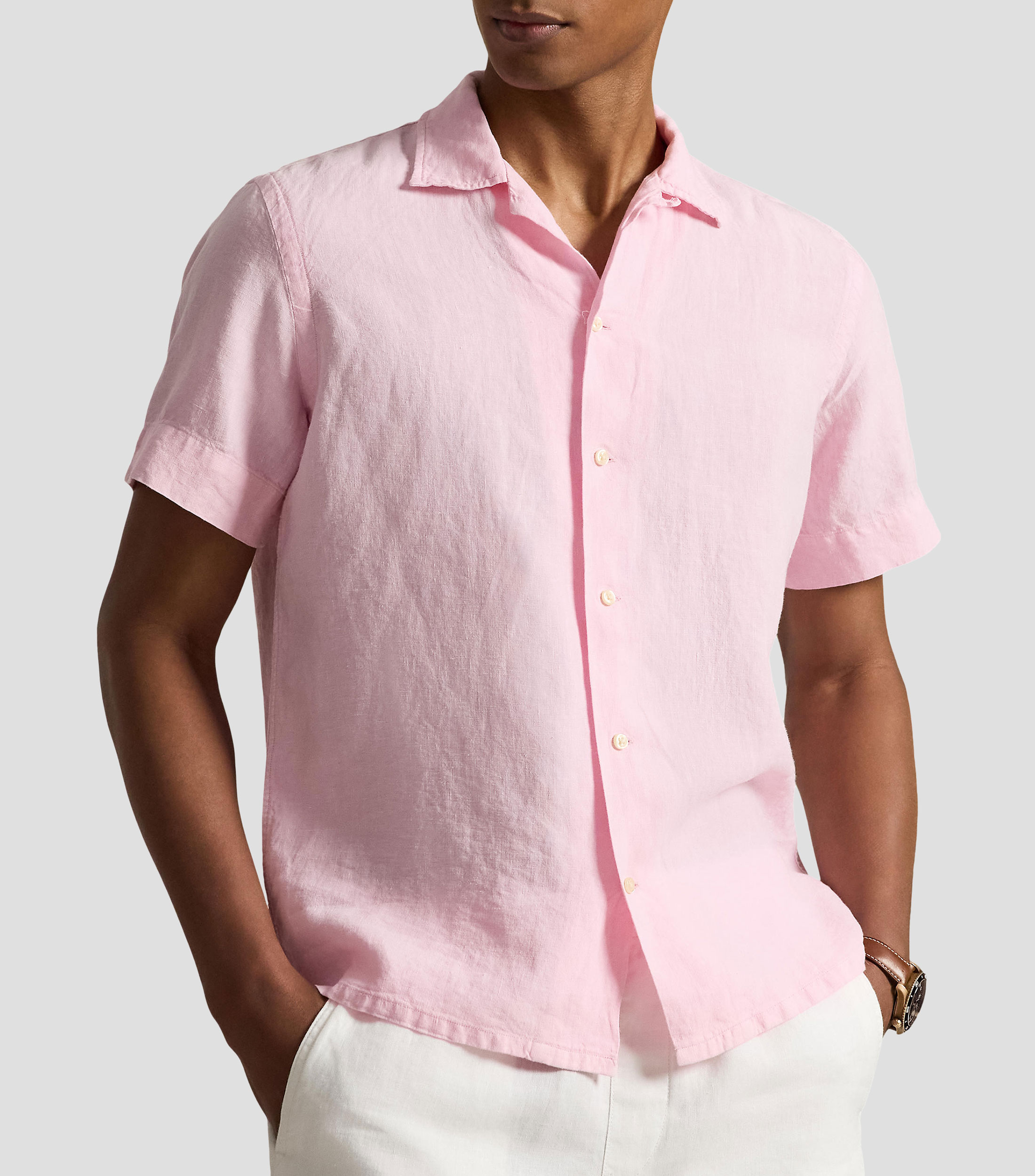 Camisa lisa manga corta Hombre