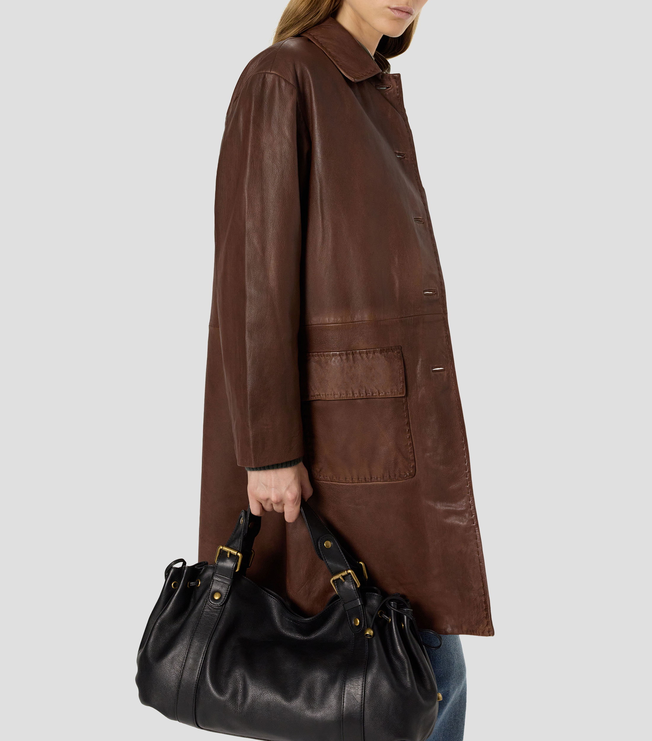 Bolsa shoulder en piel lisa 24H Mujer