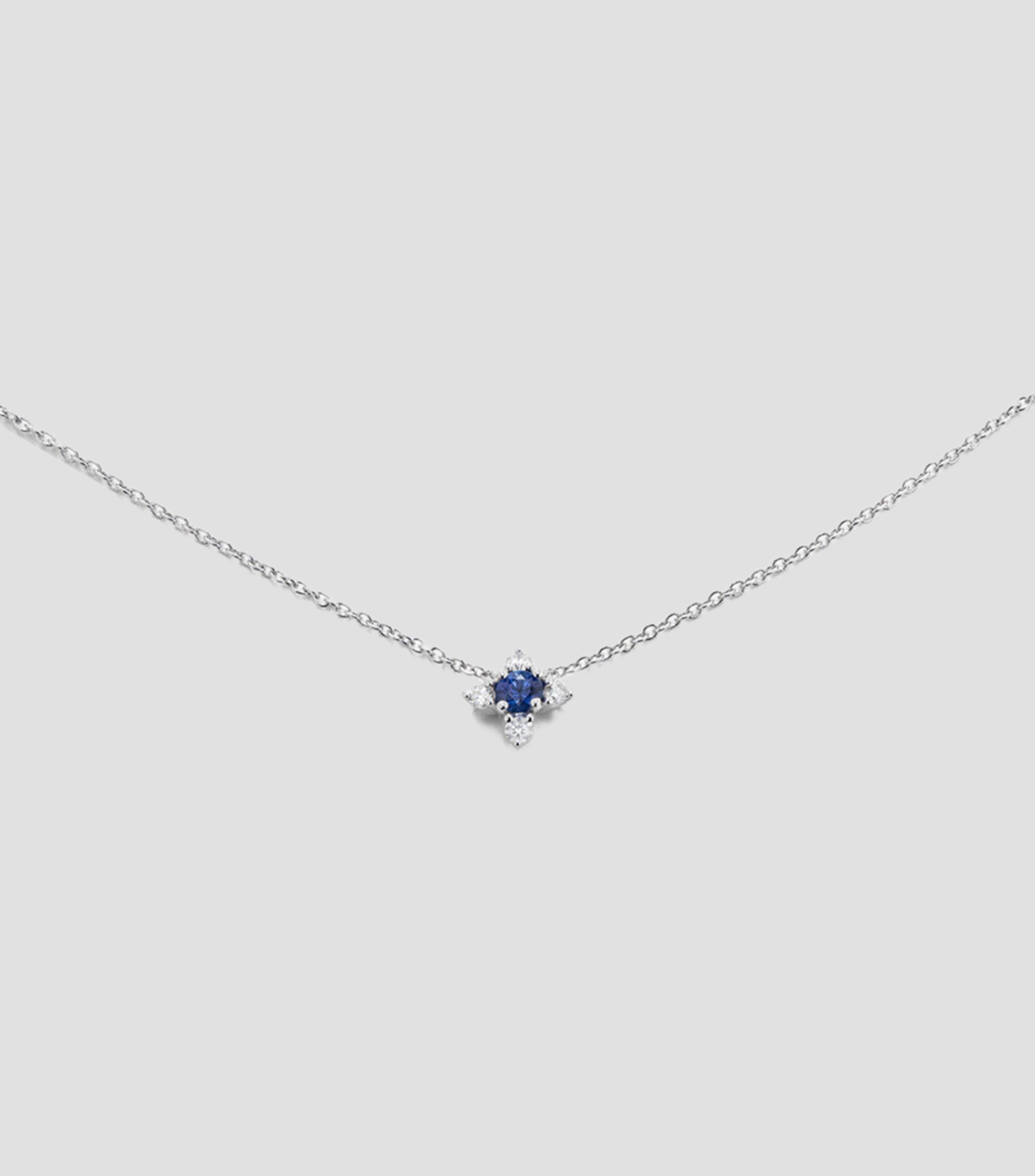 Colgante en oro blanco 18 Kilates con zafiro y diamantes Mujer