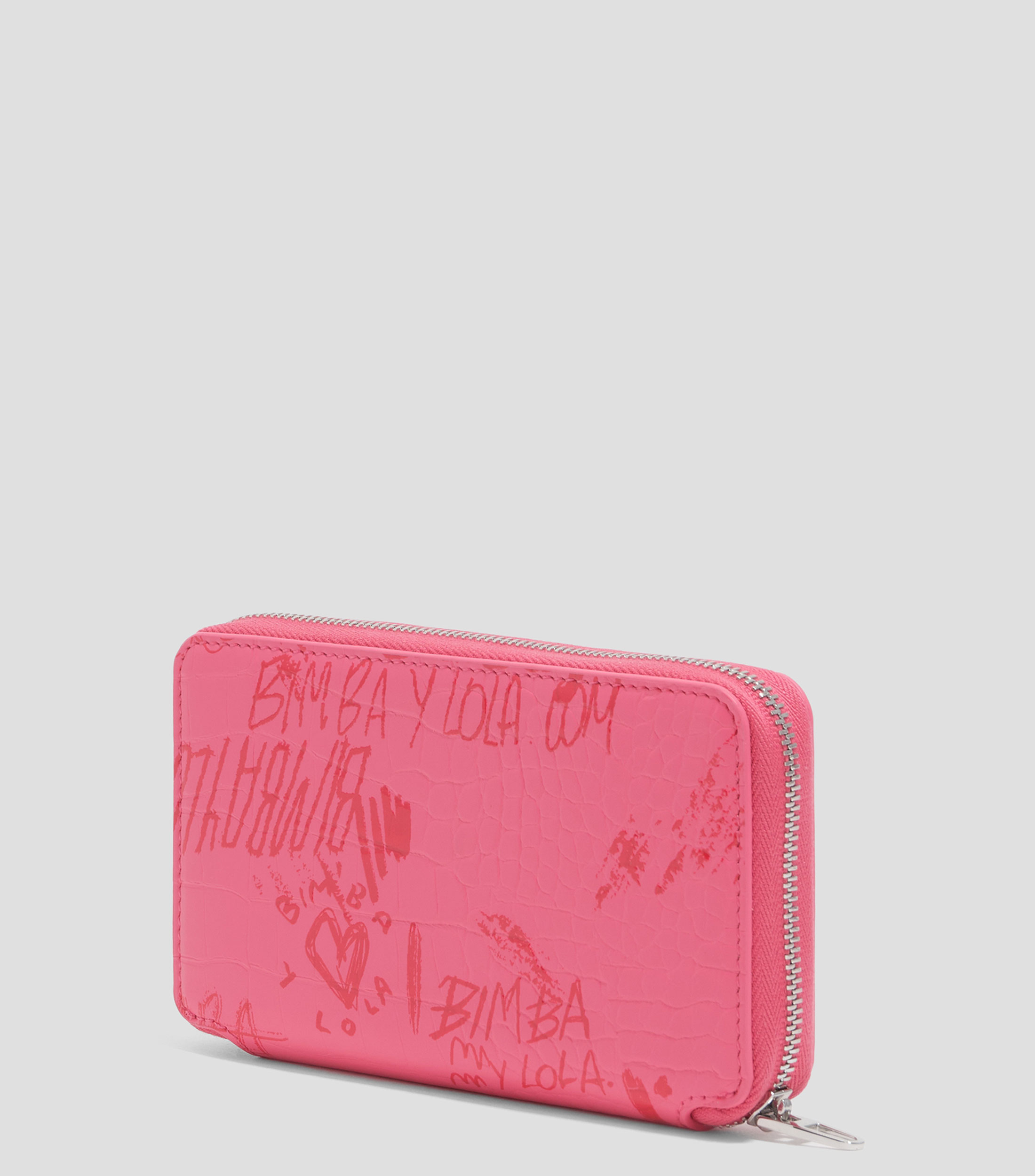 Cartera horizontal mediana textura brillo print Bimba logos Mujer