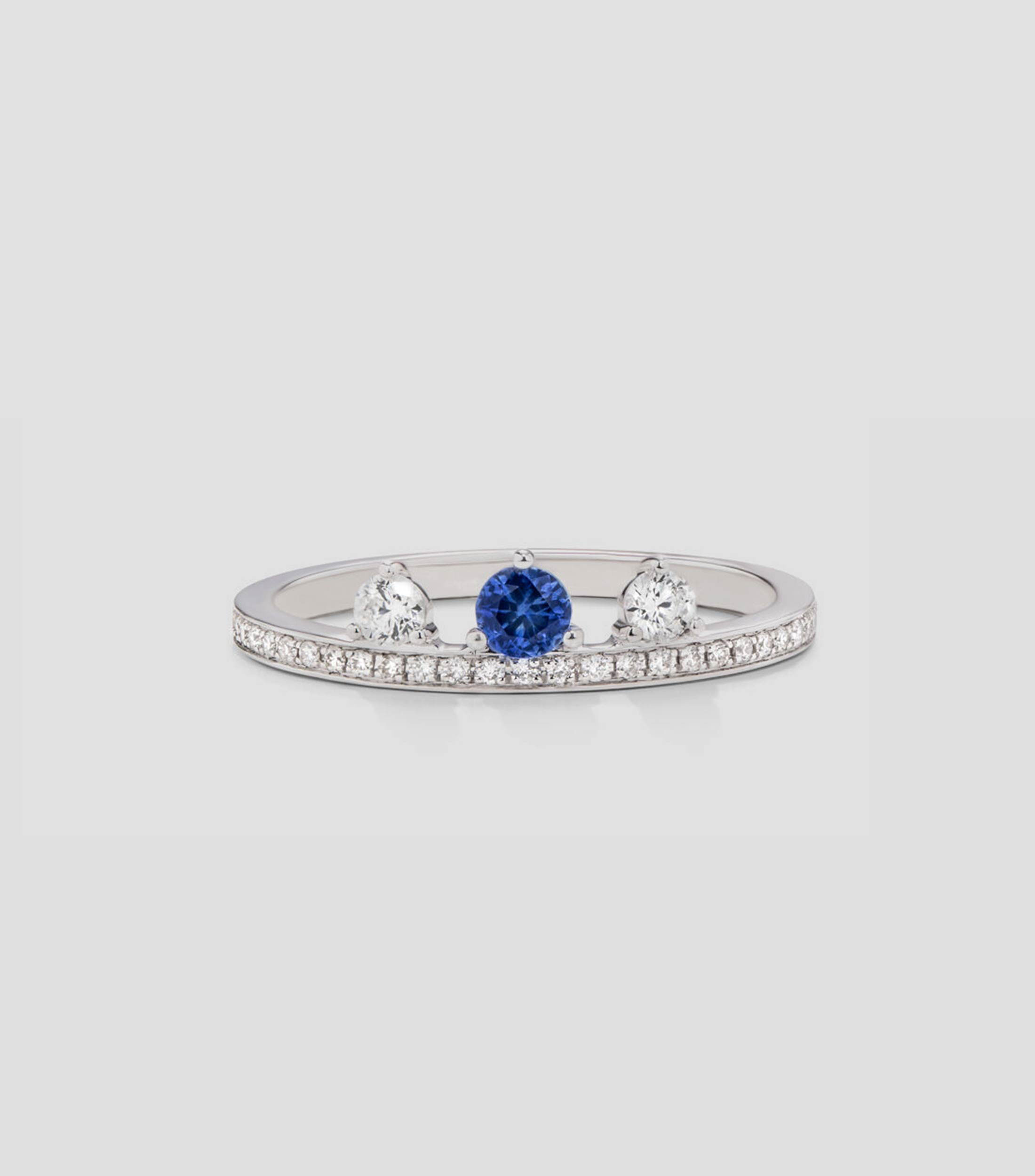 Anillo en Oro blanco de 18 Kilates Saiph con Zafiro Mujer