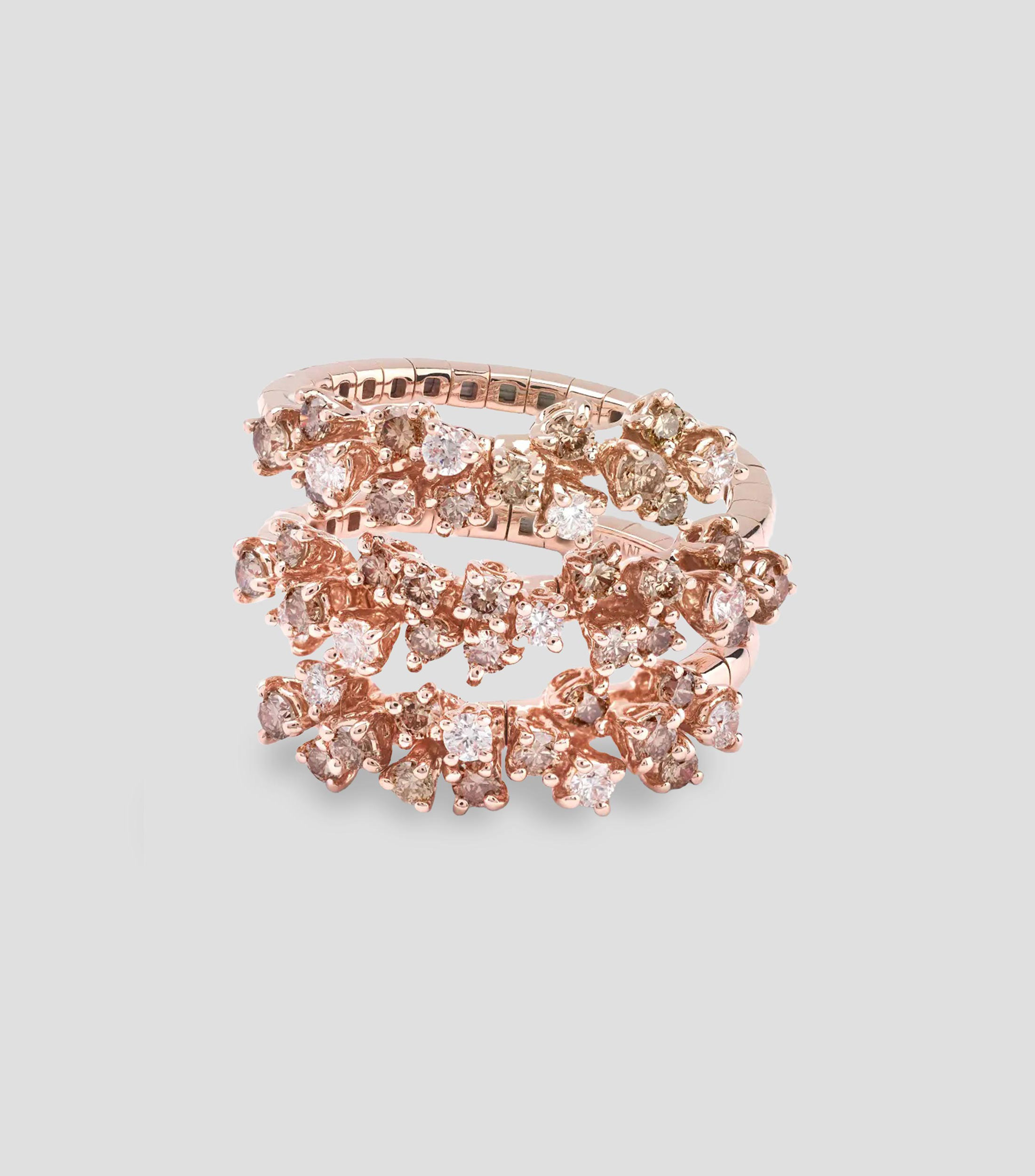 Anillo en oro rosa de 18 kilates Mimosa con diamantes Mujer