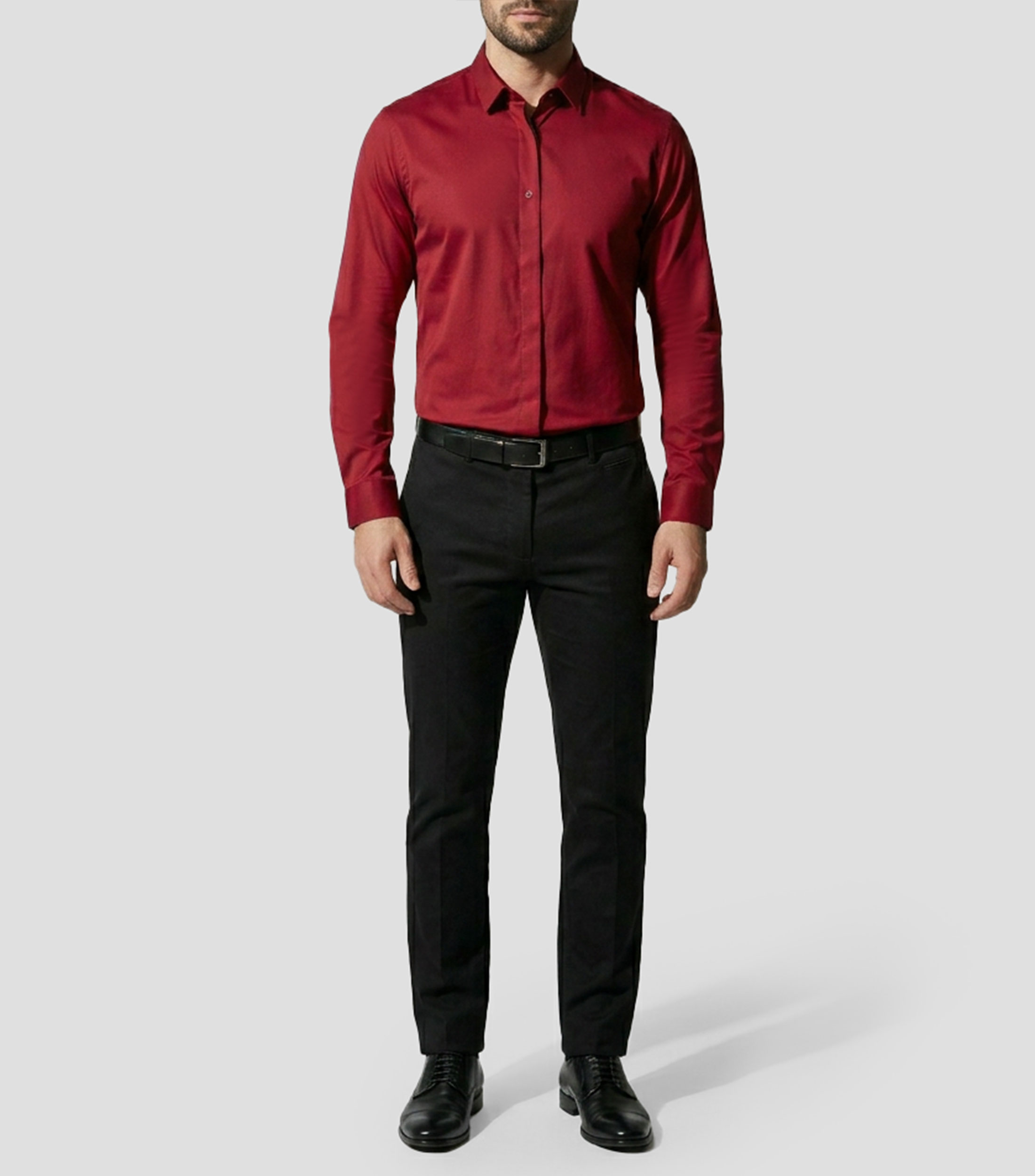 Camisa lisa manga larga Hombre