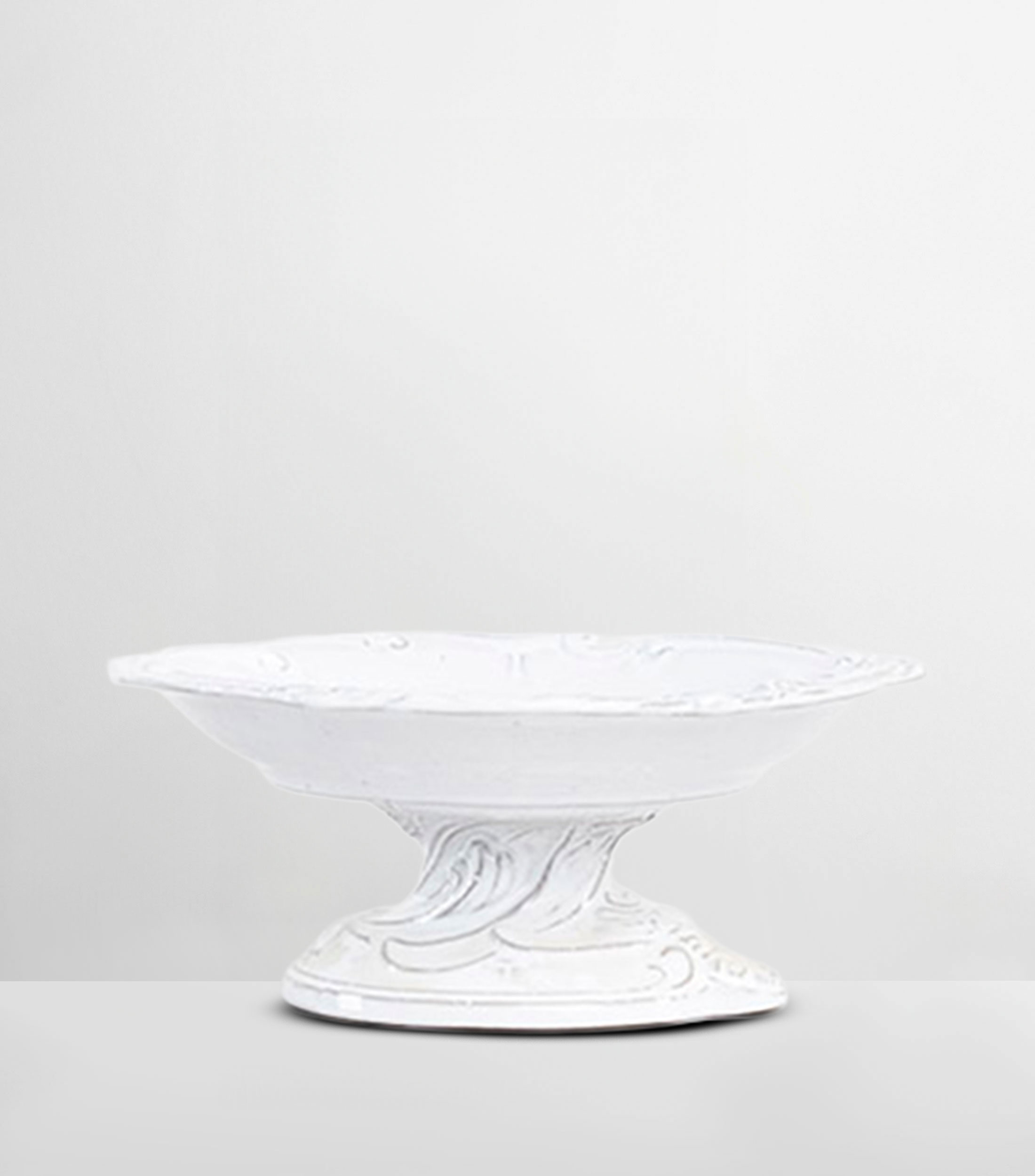 Plato para pan con pedestal Meissonnier blanco en cerámica