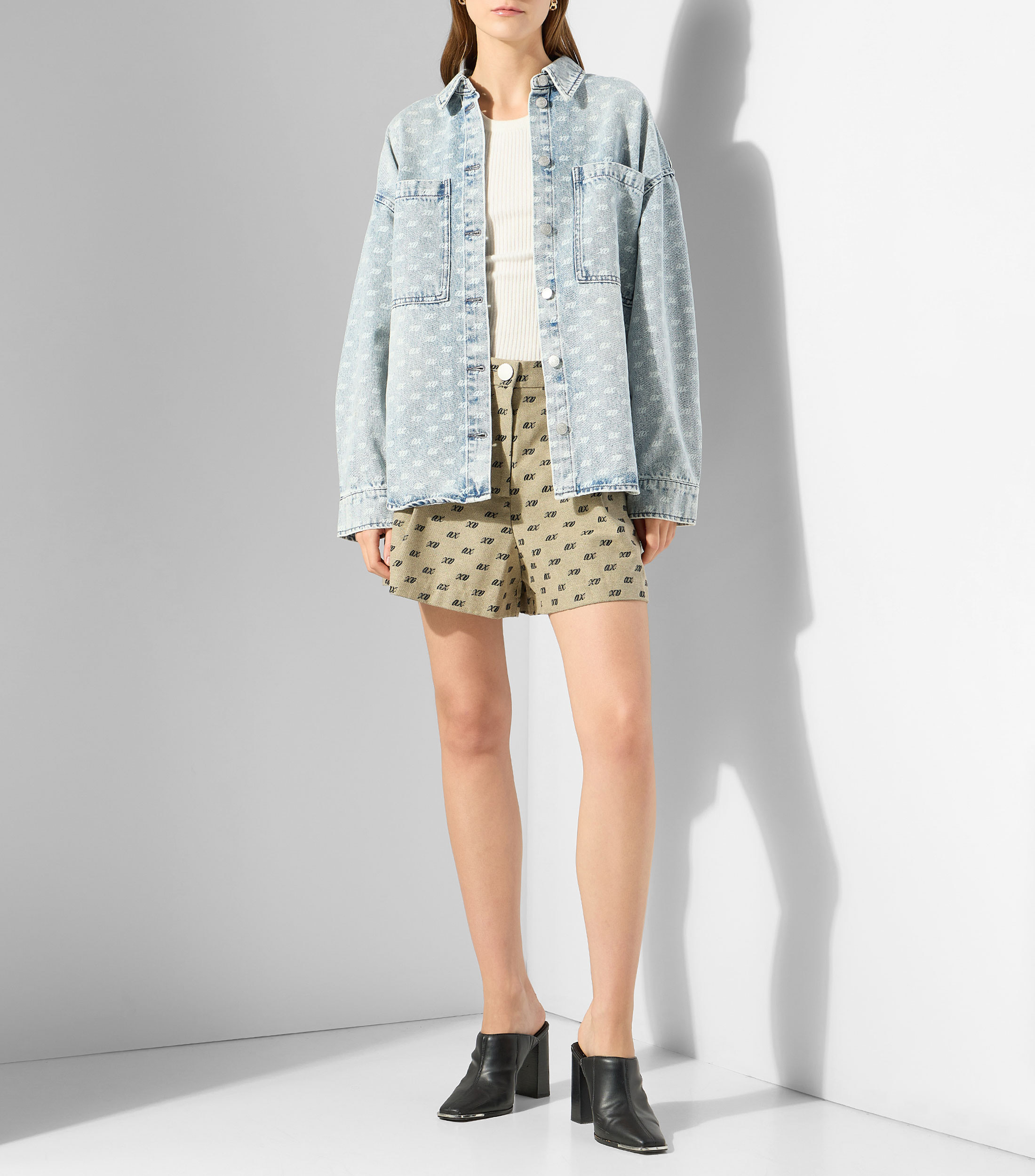 Sobrecamisa estampada manga larga Mujer