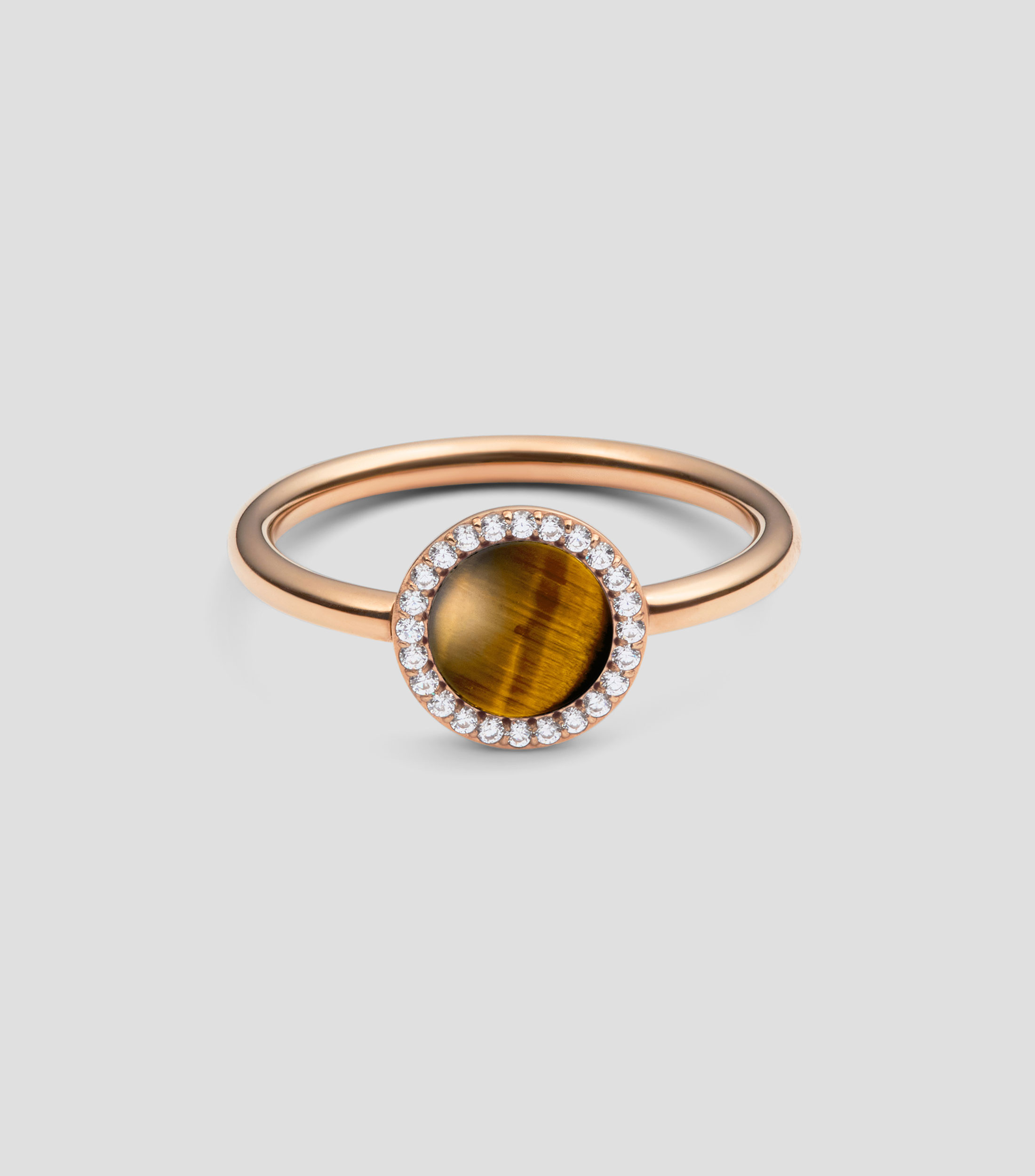 Anillo con Ojo de Tigre y Cristales Mujer