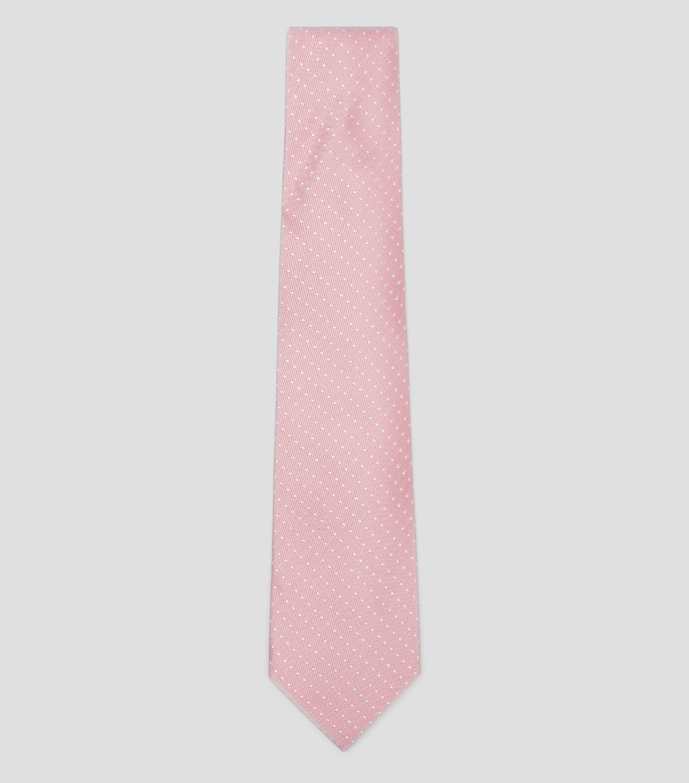 Corbata ancha en seda rosa con polkadots Brera