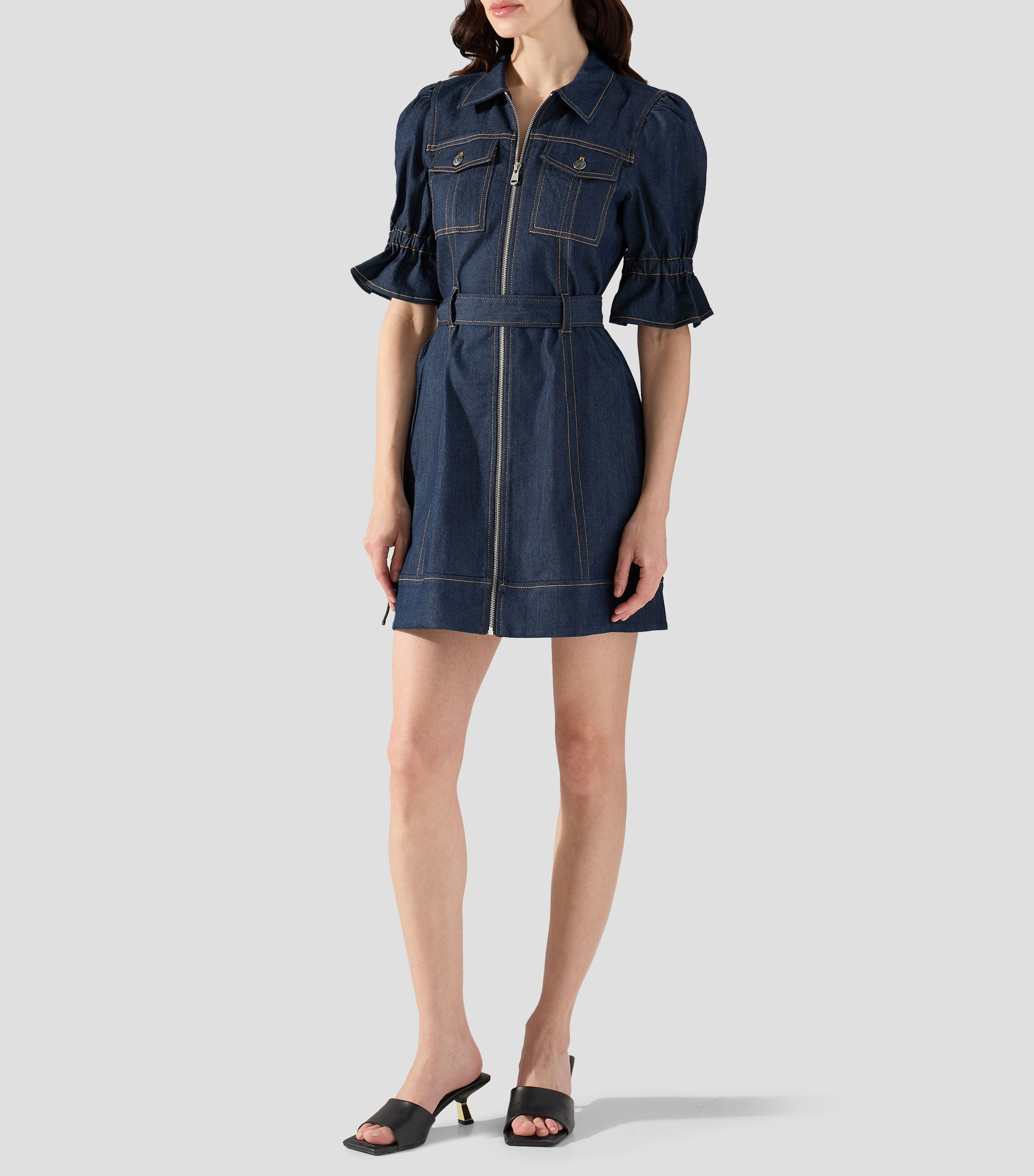 Vestido corto liso Mujer