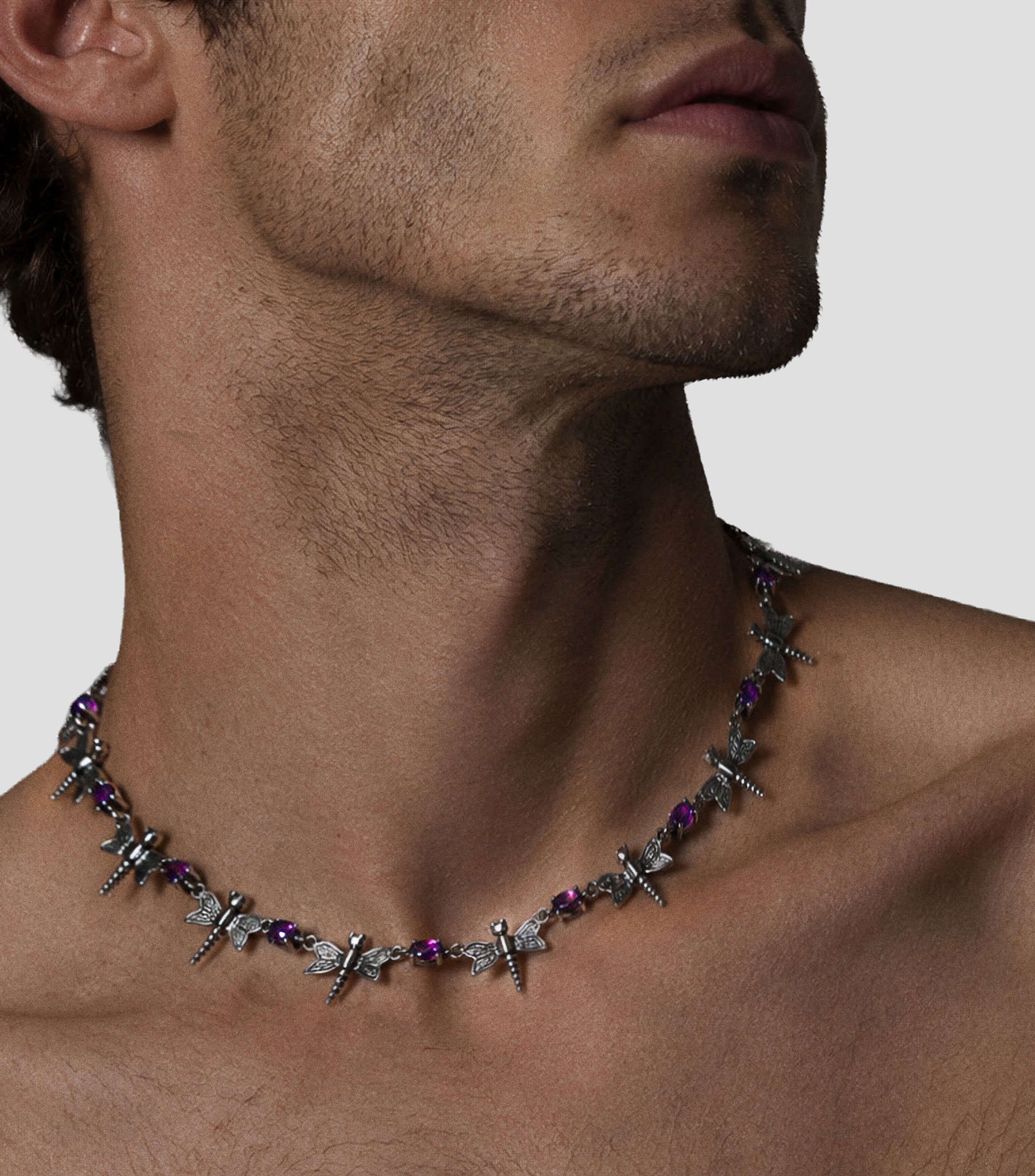 Collar en Plata esterlina libélulas con Amatistas Unisex