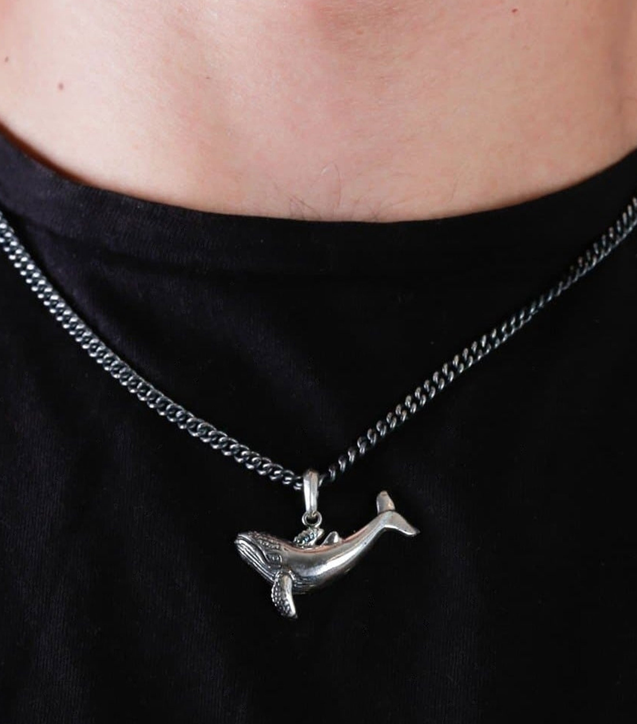 Dije de ballena con cadena en Plata .925 Whale Unisex