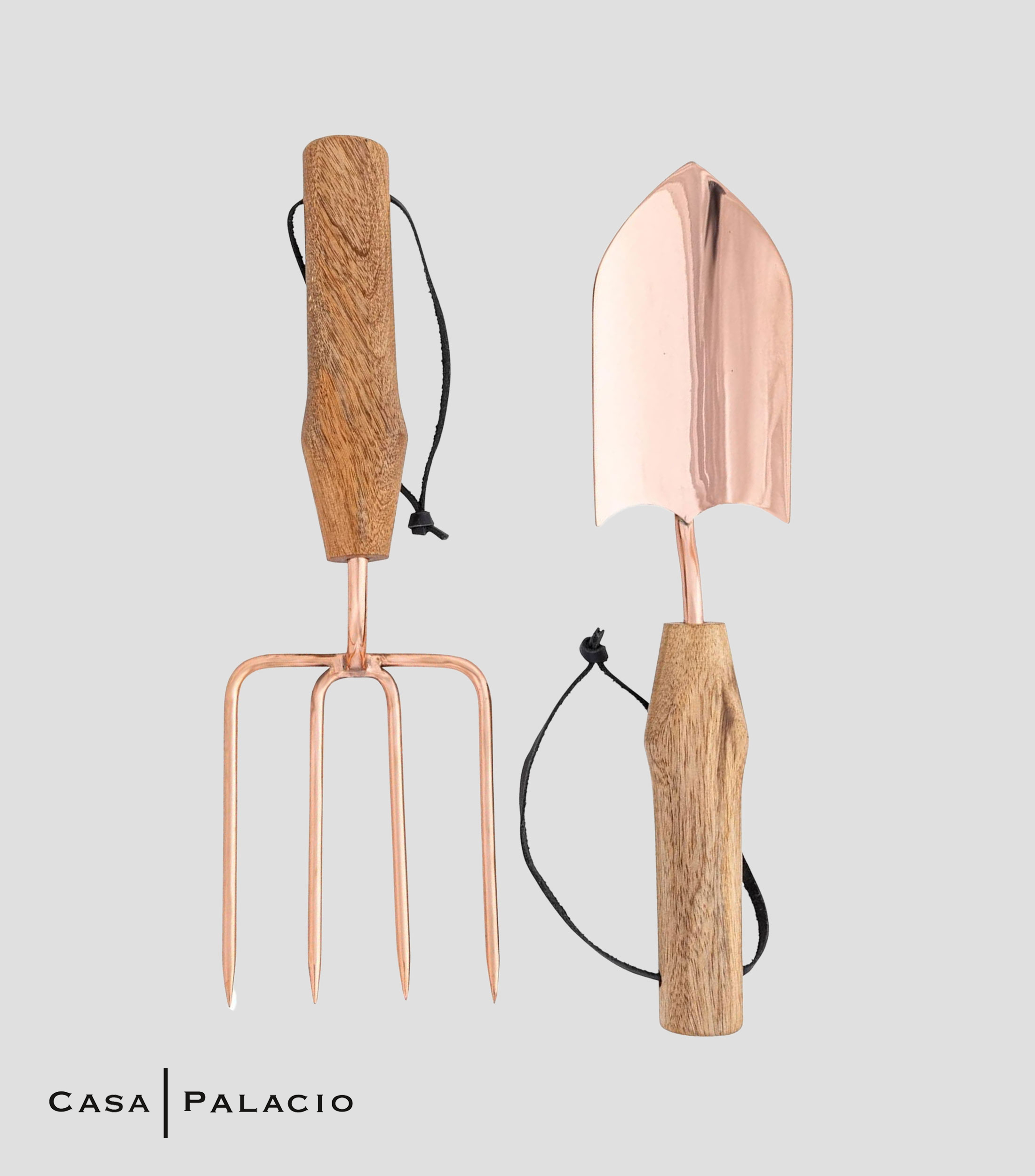 Set de 2 herramientas para jardín en acero inoxidable y madera