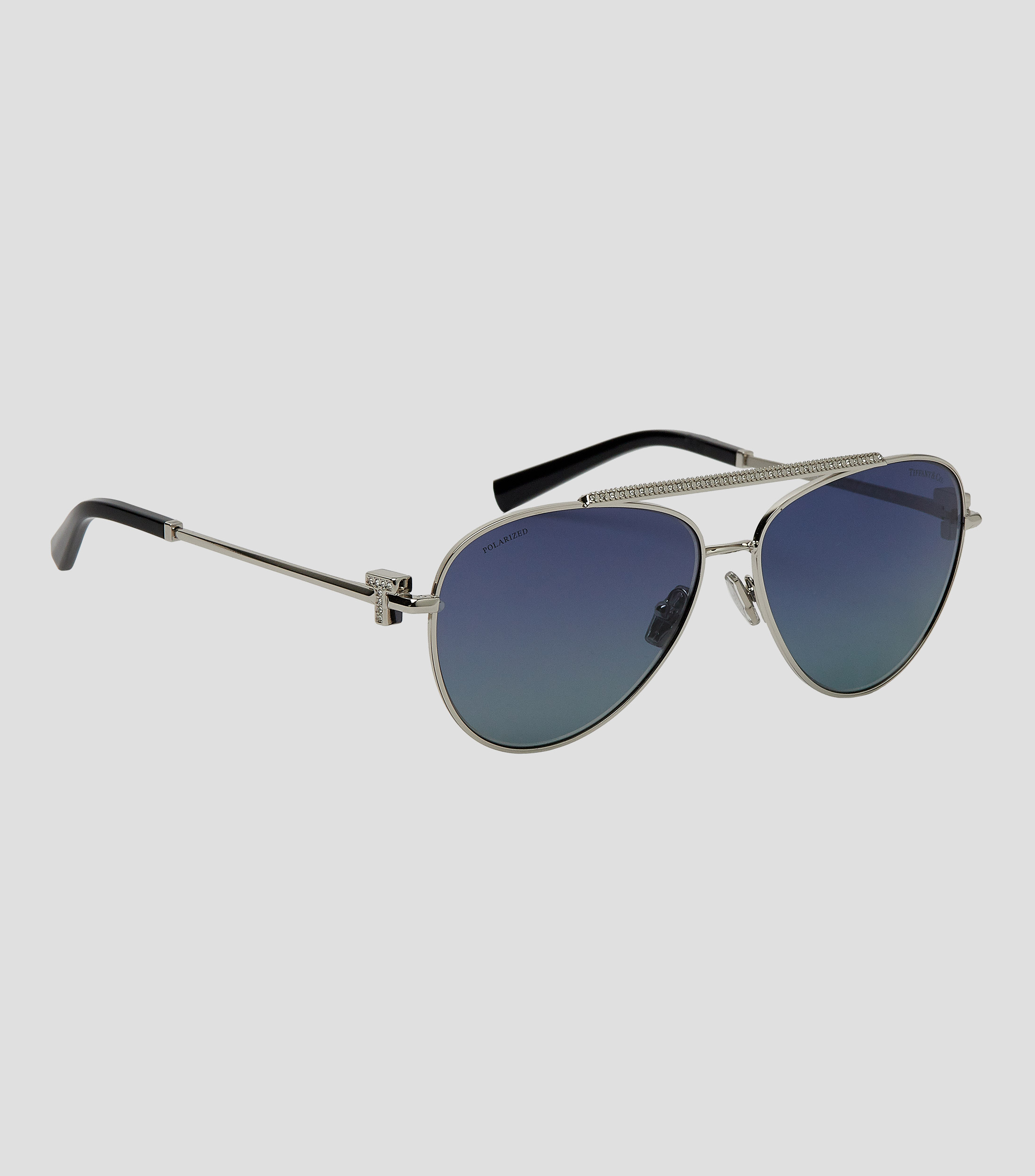 Lentes de sol aviador Logo T plateados Mujer