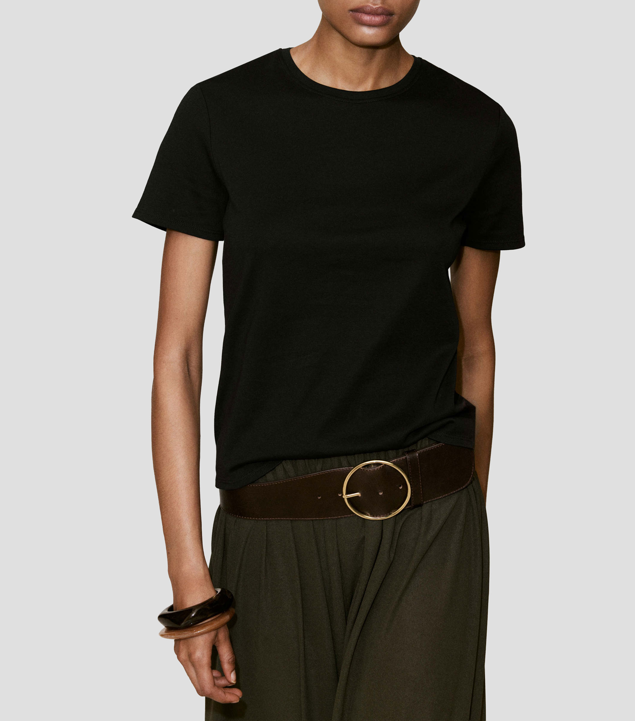 Playera cuello redondo manga corta liso Mujer