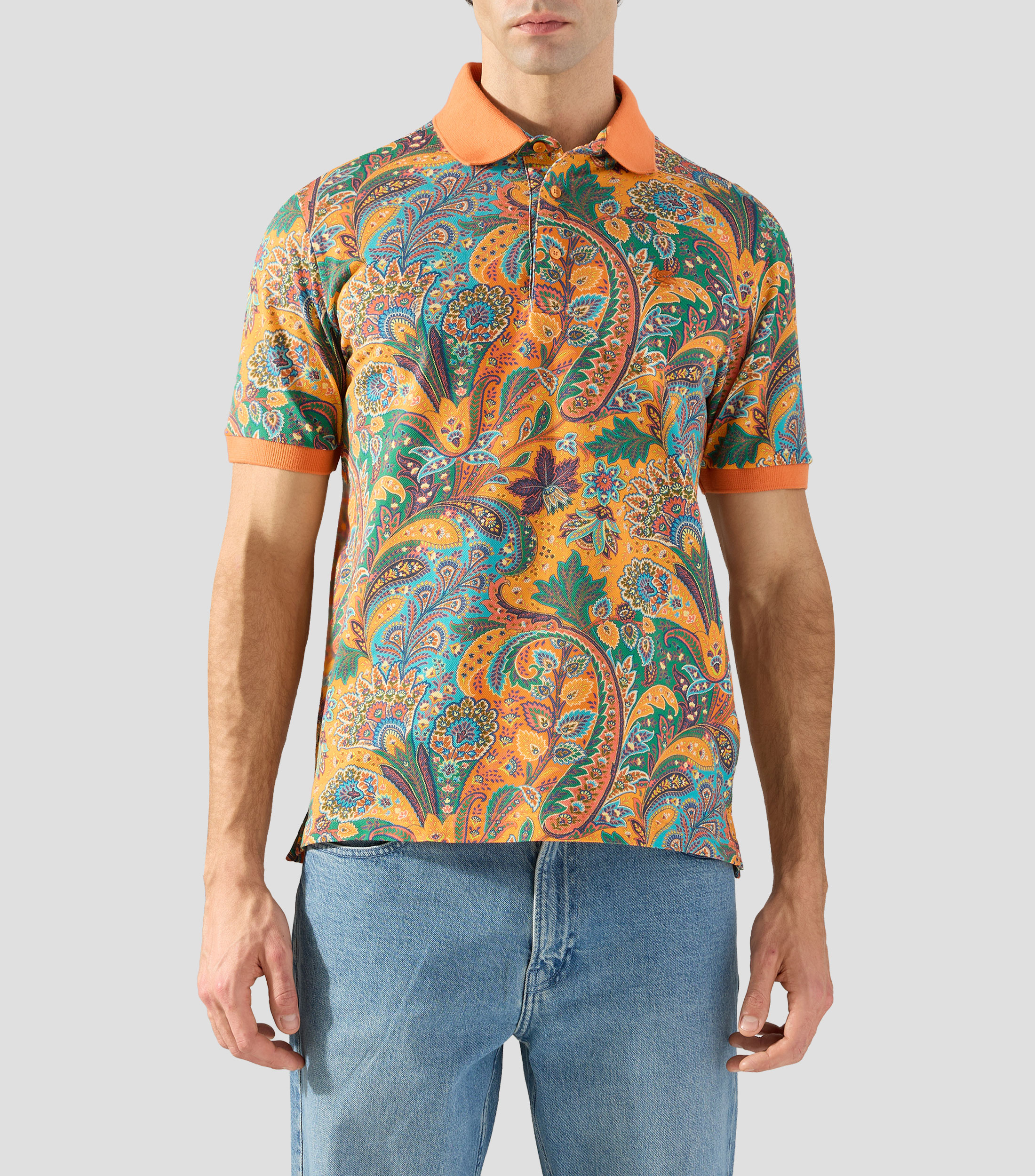 Playera tipo polo con manga corta estampada Hombre