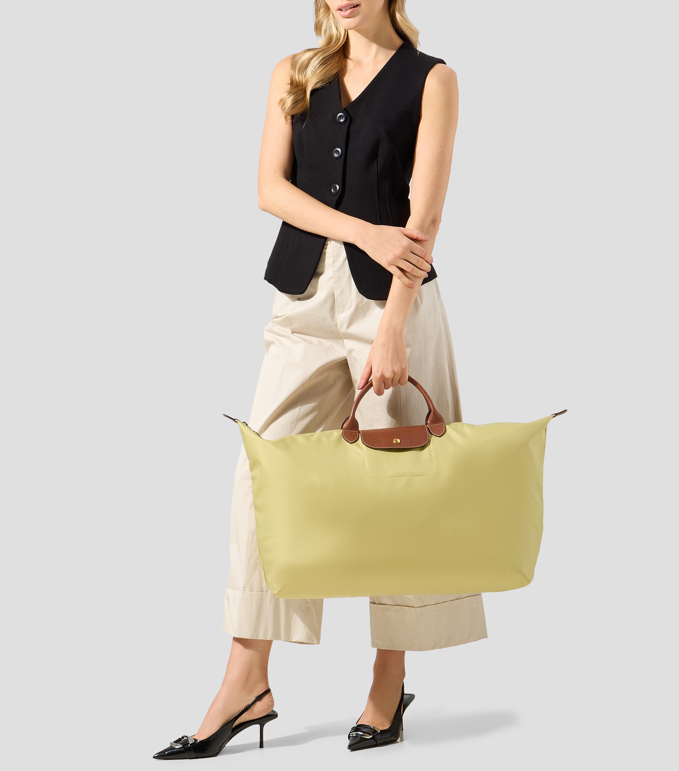 Bolsa tote de viaje verde lisa Mujer