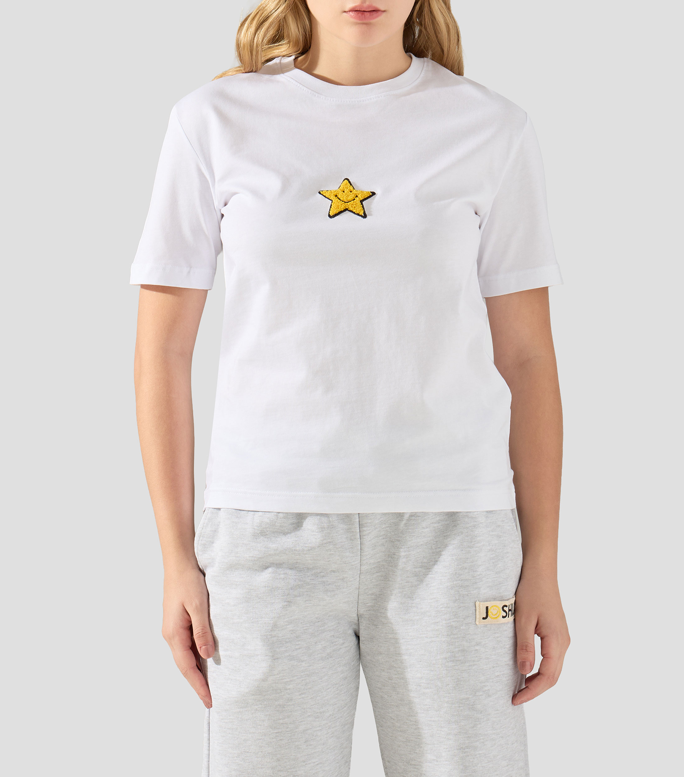 Playera cuello redondo manga corta lisa Mujer