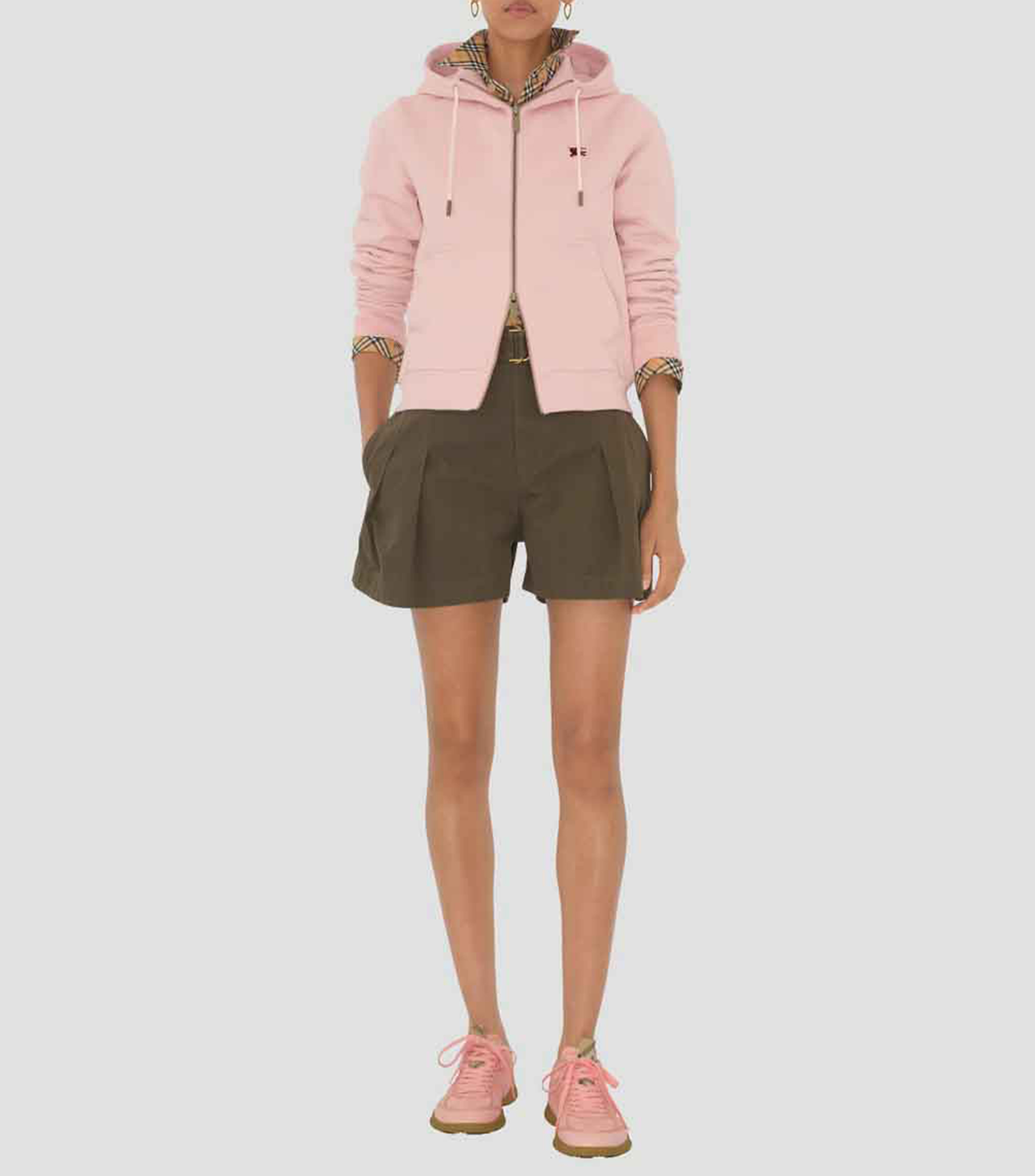 Sudadera con cremallera y capucha liso Mujer