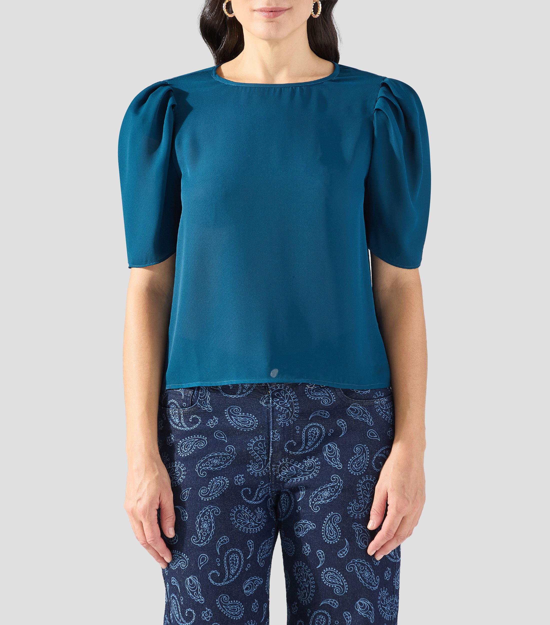 Blusa lisa manga corta Mujer
