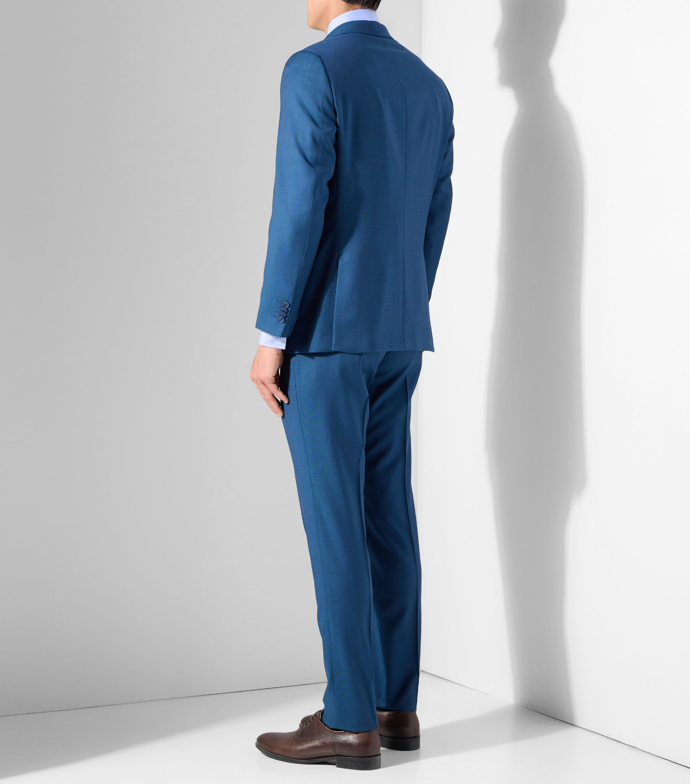 Traje de lana corte regular con microdiseño Hombre