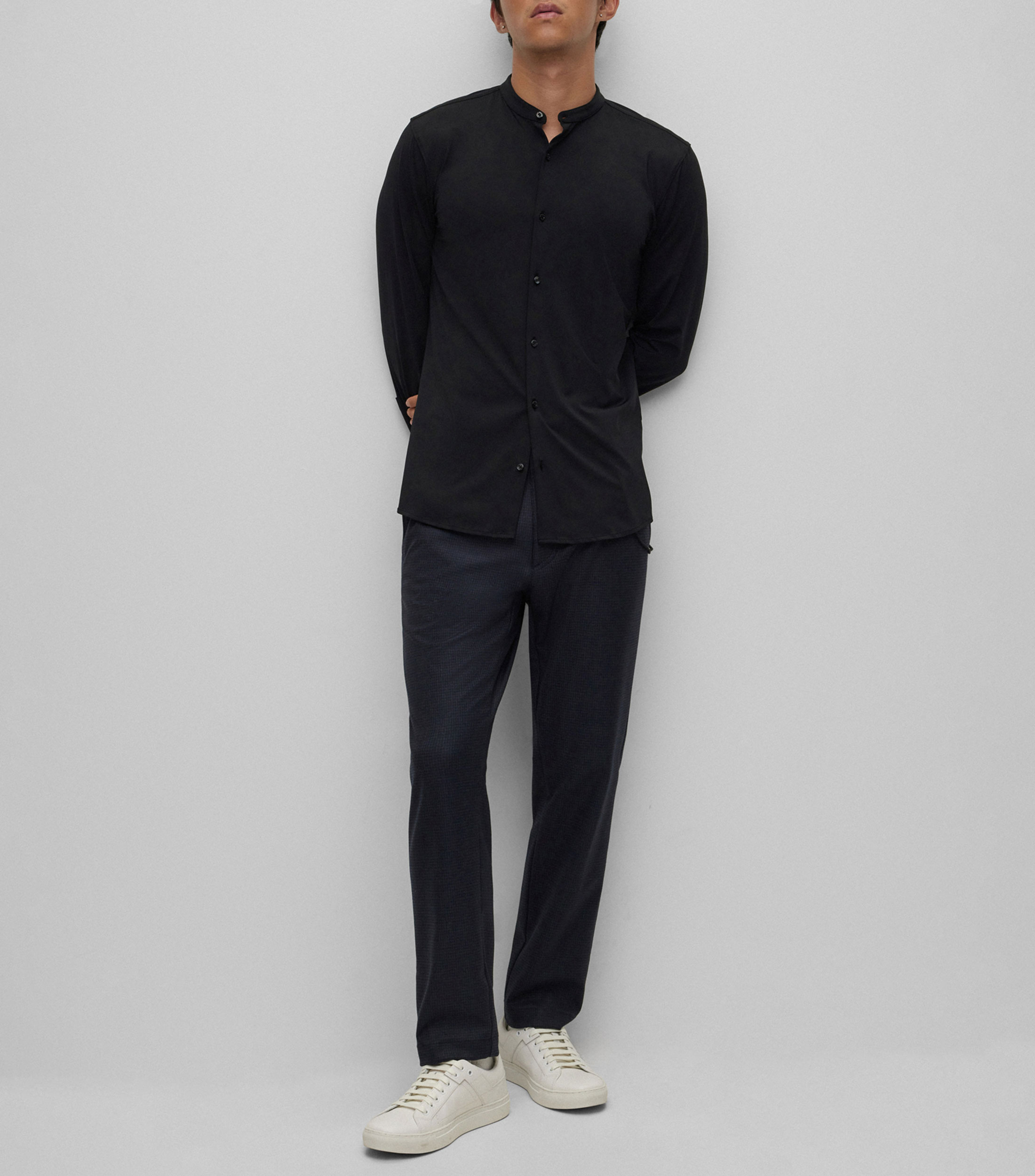 Camisa slim fit de punto elástico técnico Hombre
