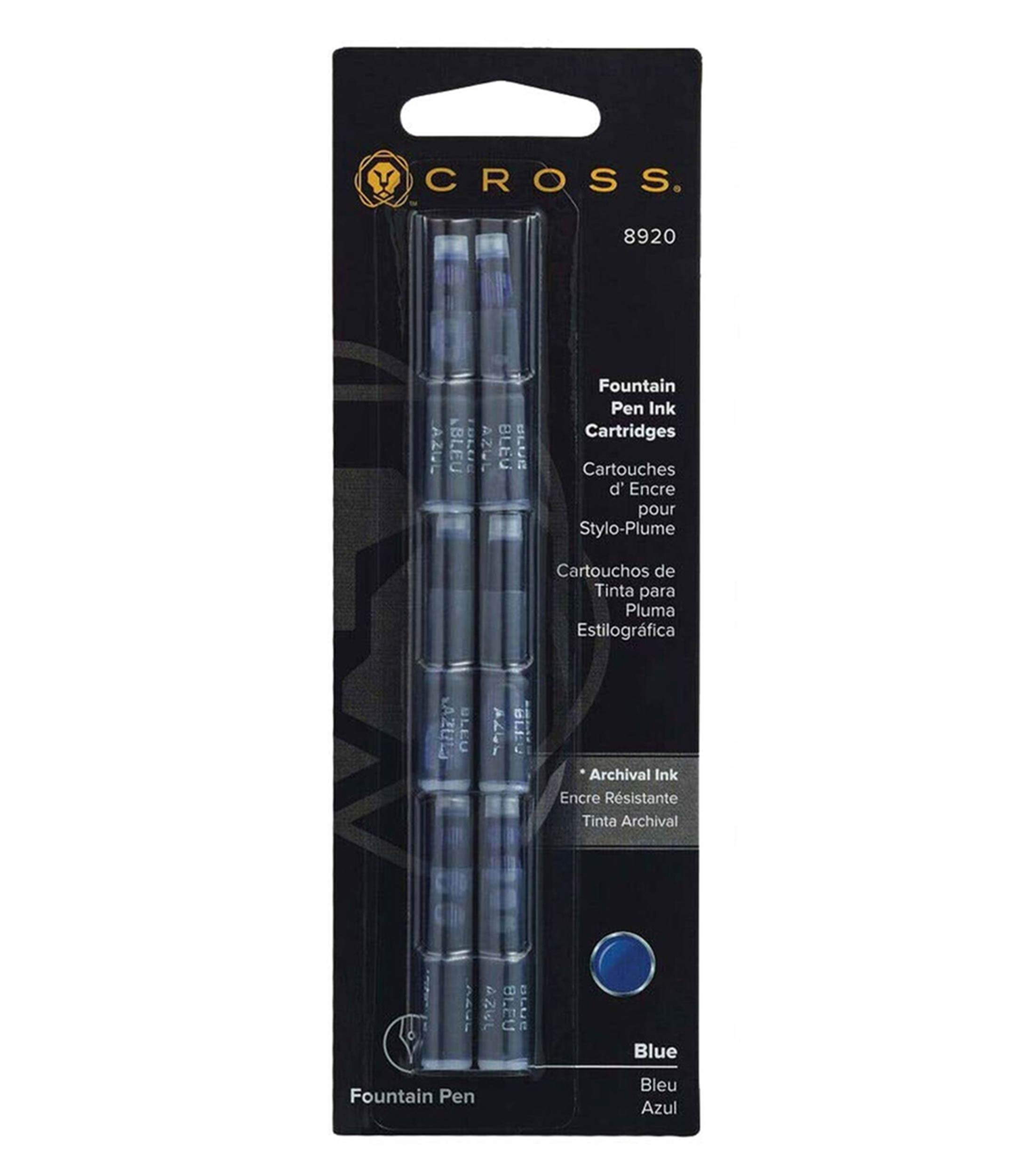 Set 6 Cartuchos para boligrafo fuente Cross, azul