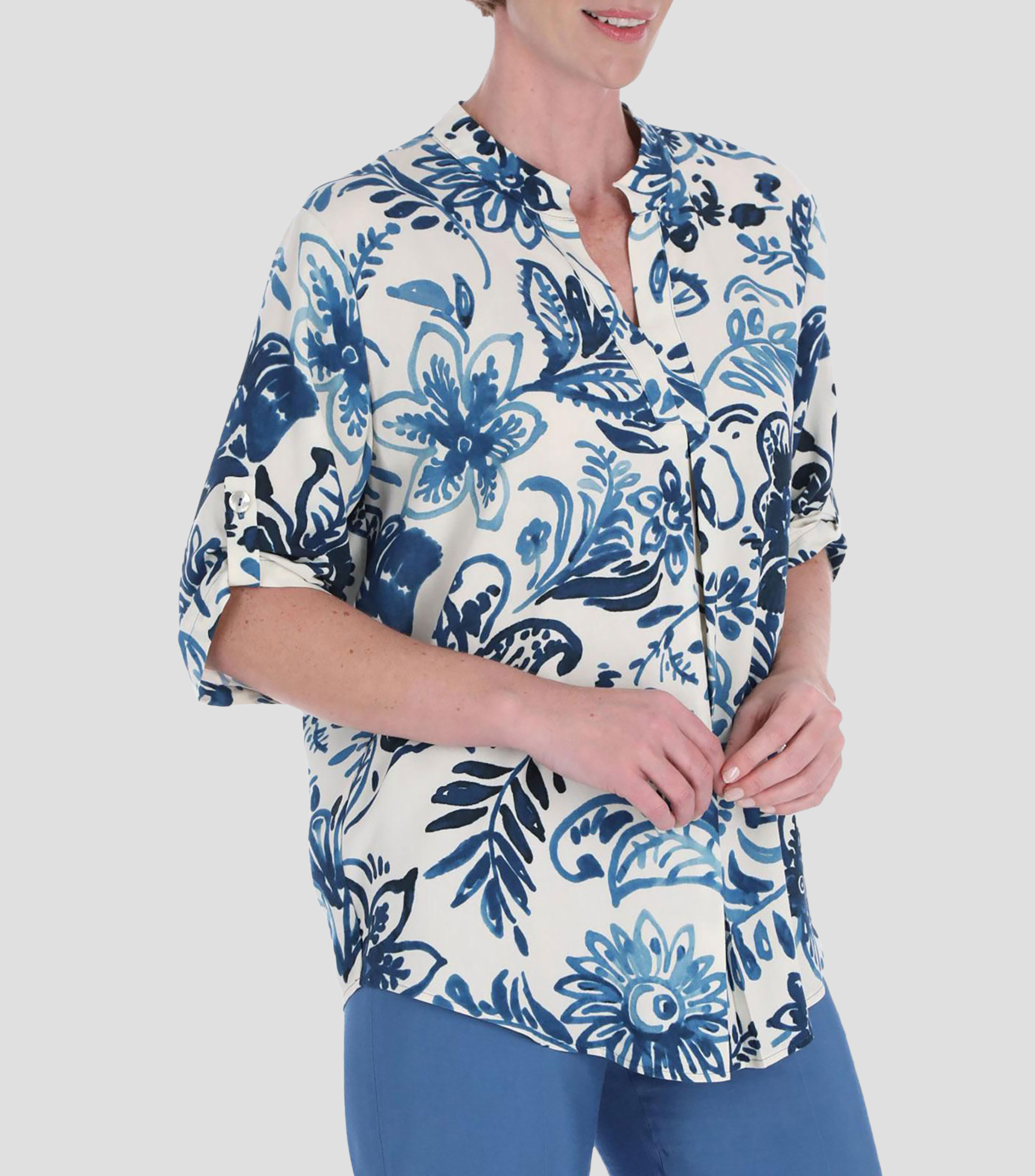 Blusa estampada con manga corta Mujer
