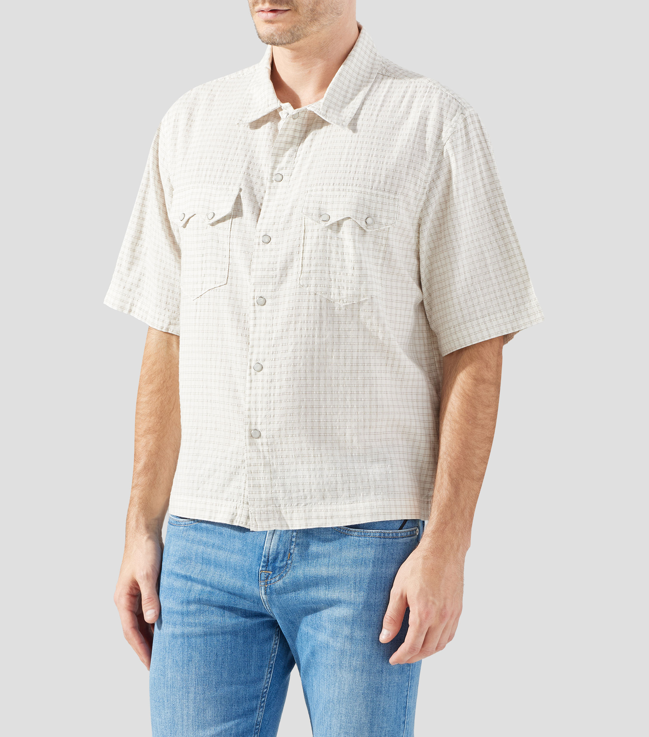 Camisa de cuadros manga corta Hombre