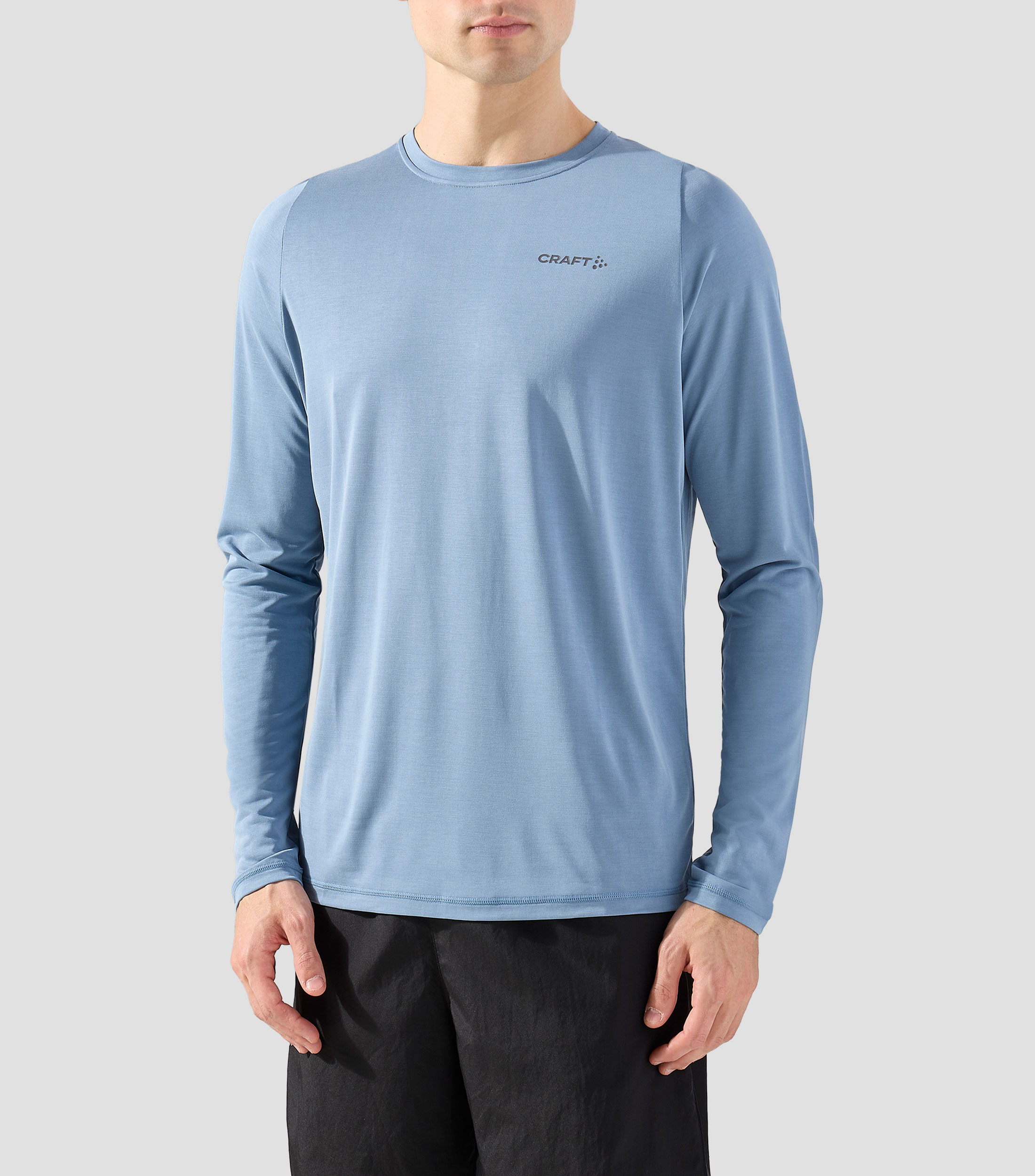 Playera para correr de cuello redondo con manga larga estampada Hombre