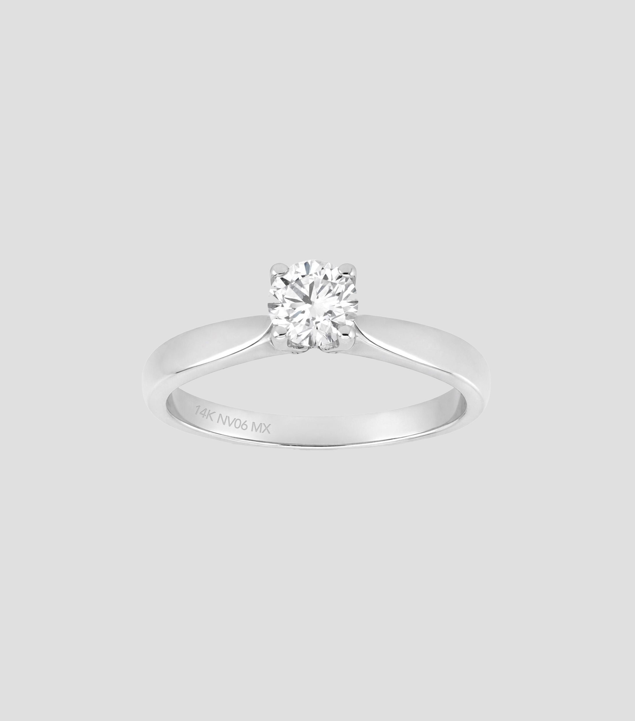 Anillo solitario en Oro blanco de 14 Kilates con diamante Mujer