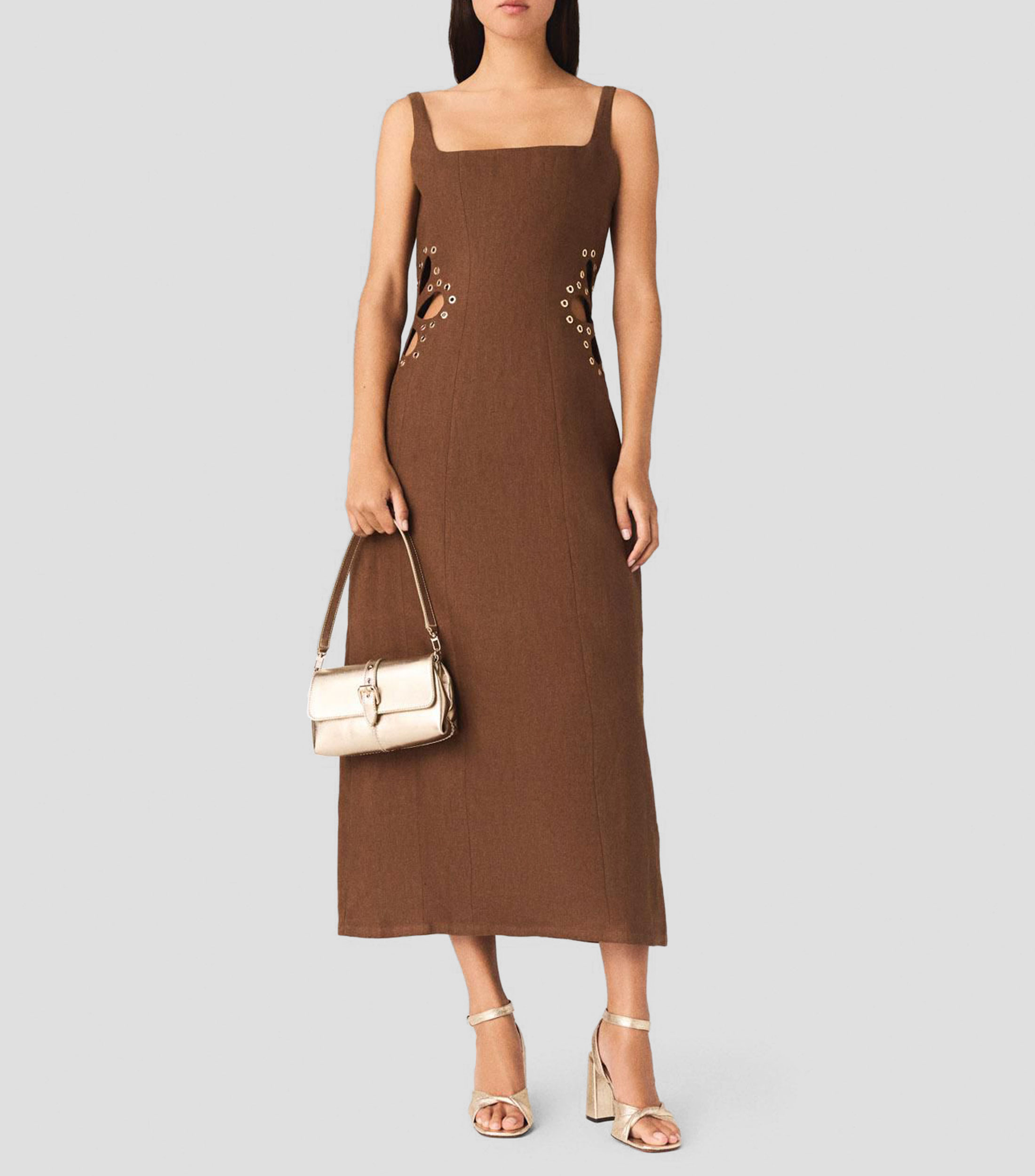 Vestido largo liso Mujer