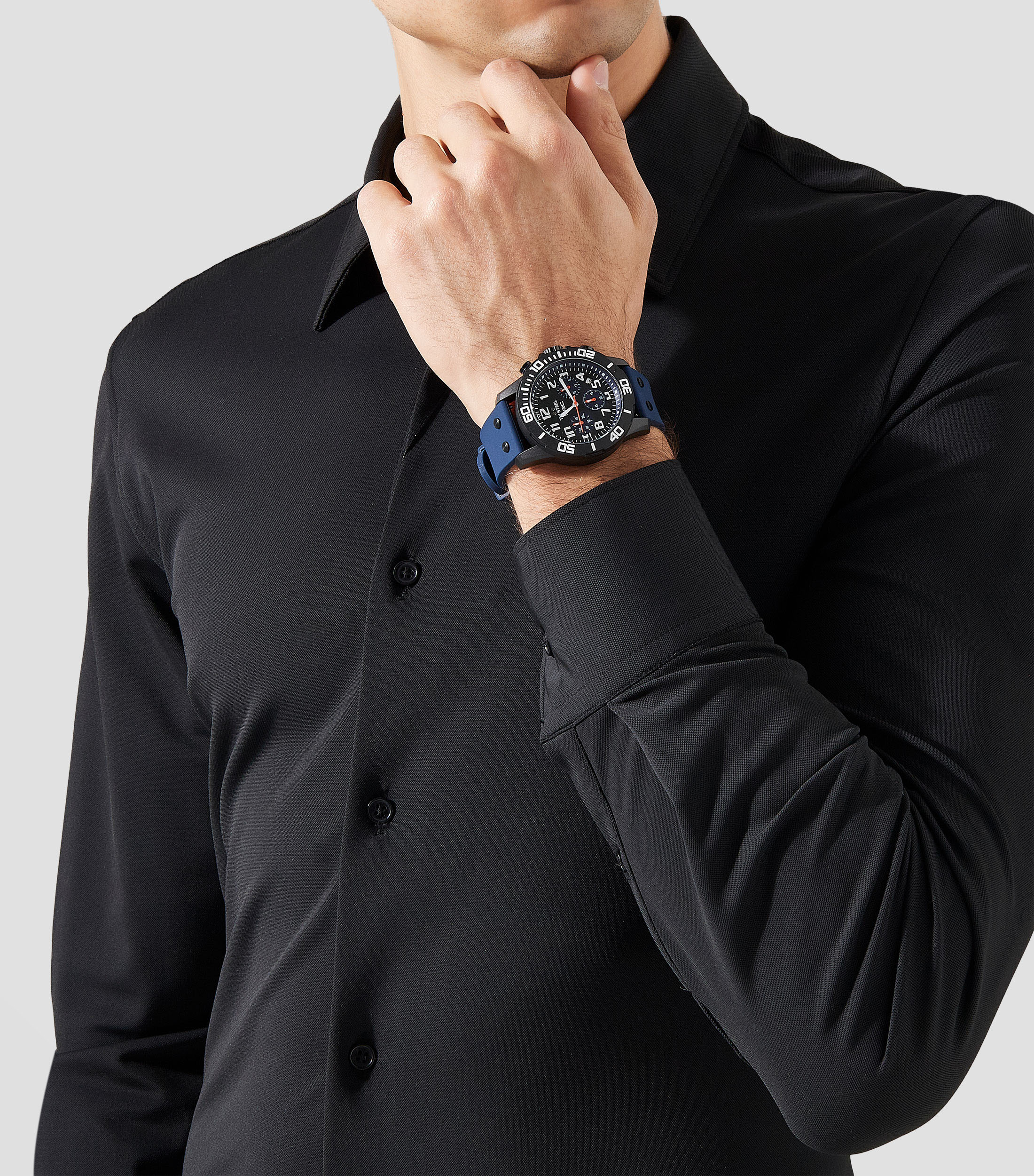 Reloj para Hombre Carbon Deportivo Negro, Azul Marino