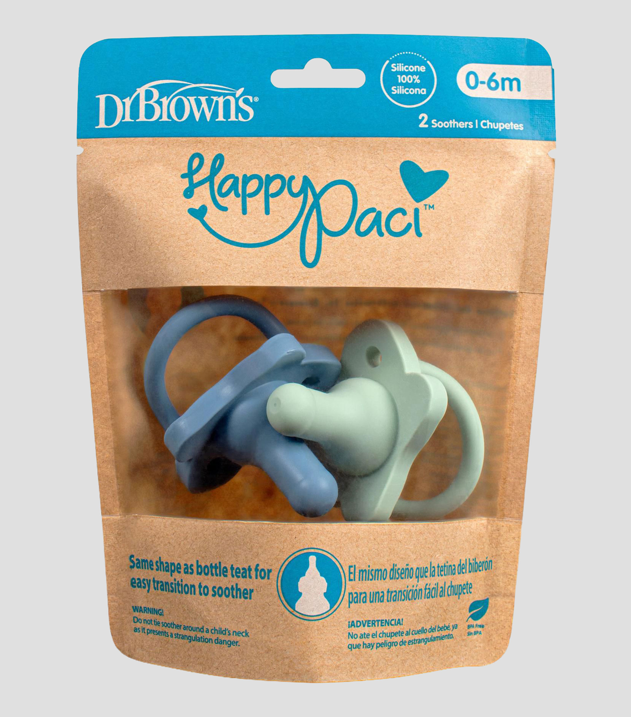 Set de 2 Chupones de silicona 0-6 meses