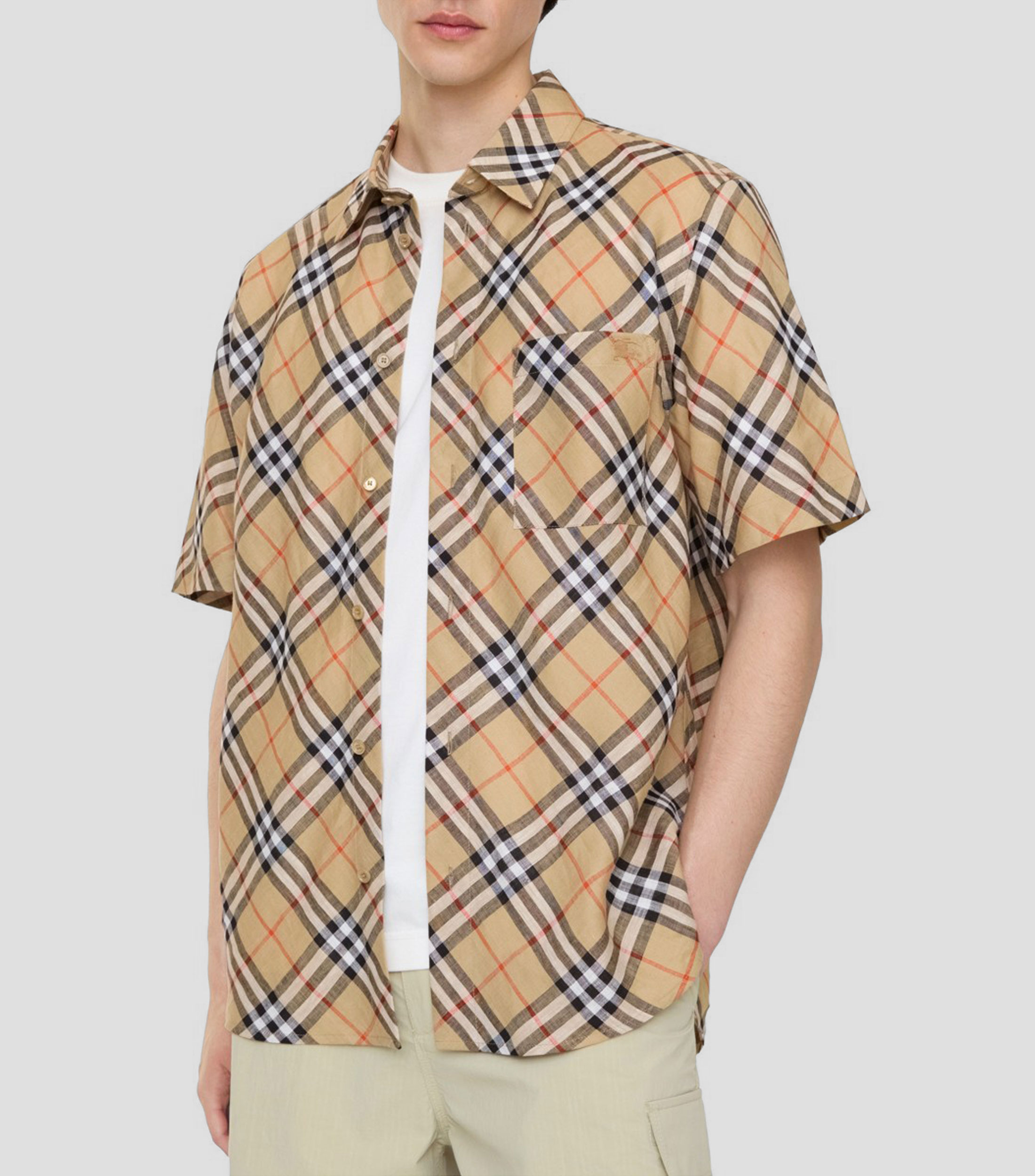 Camisa de cuadros manga corta Hombre