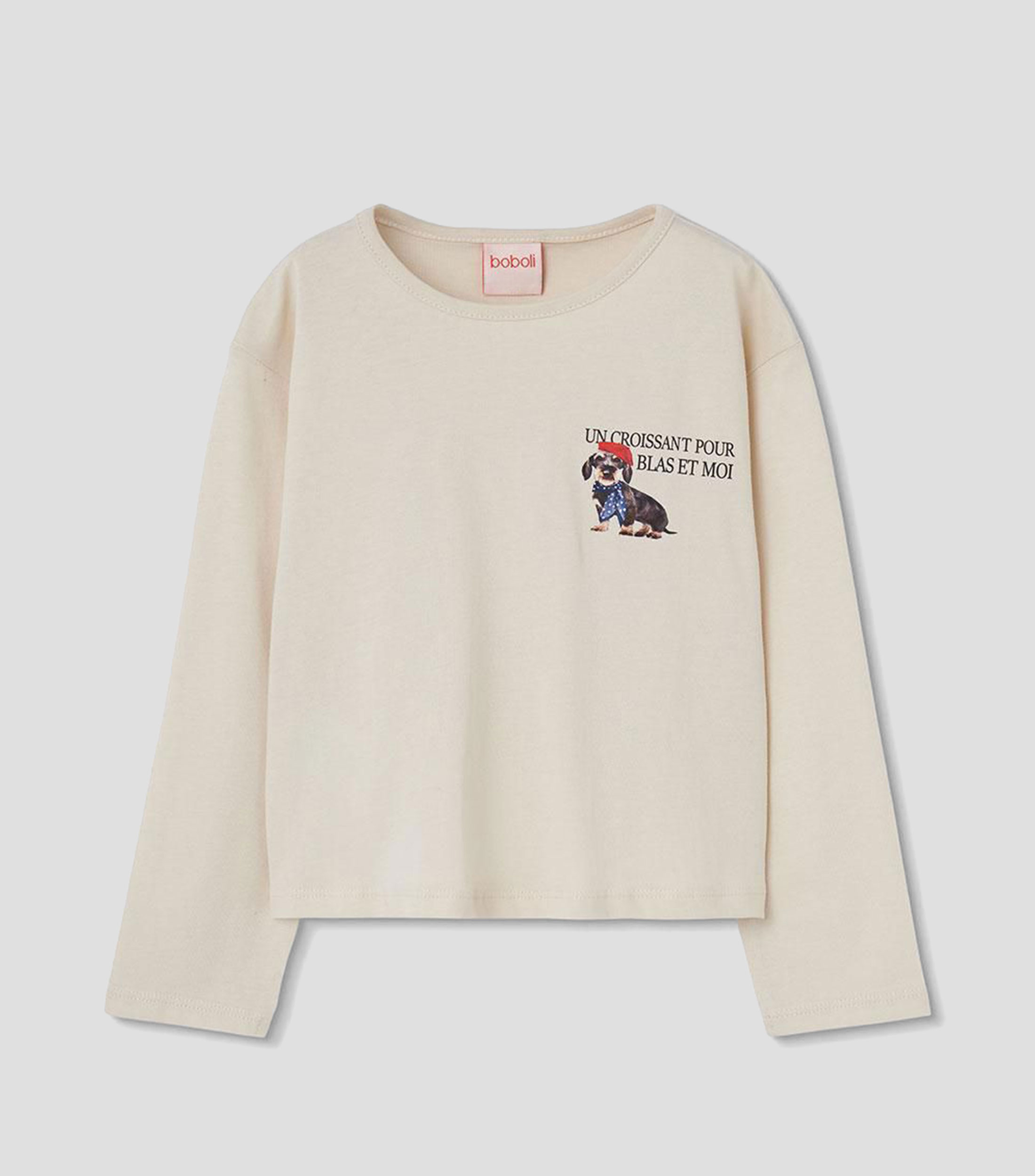 Playera cuello redondo manga larga con estampado Niña