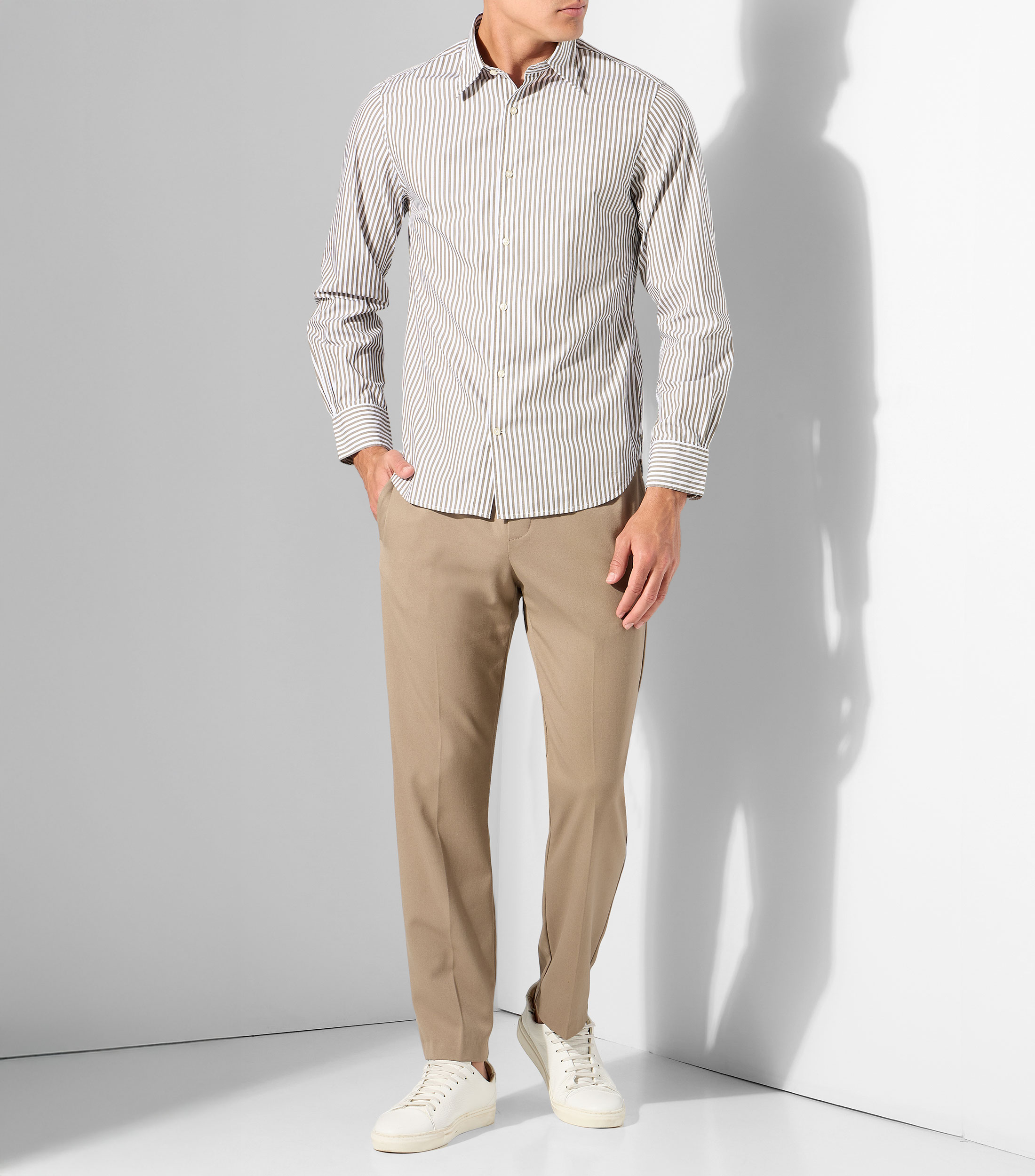 Camisa de rayas con manga larga Hombre