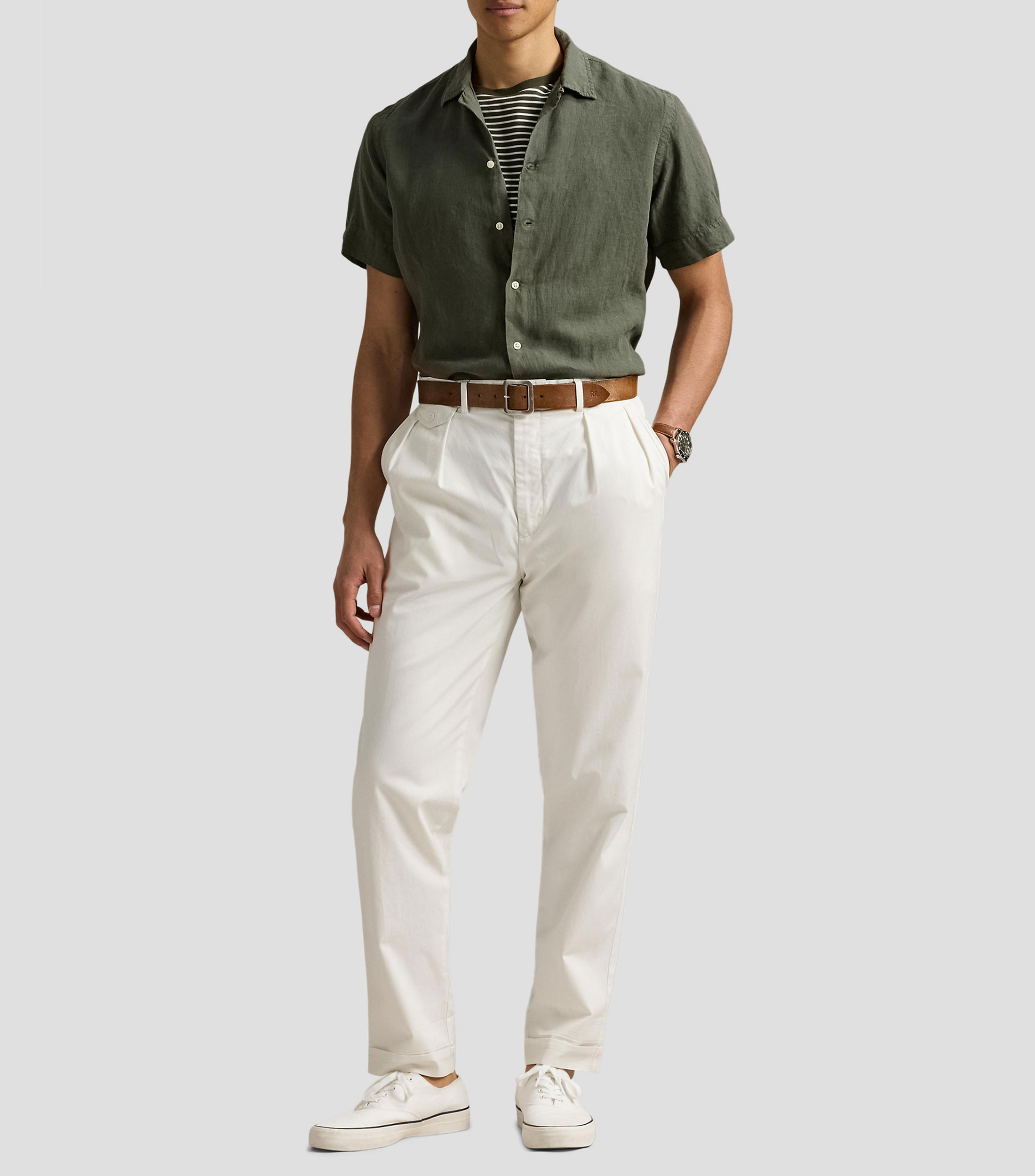Camisa lisa manga corta Hombre