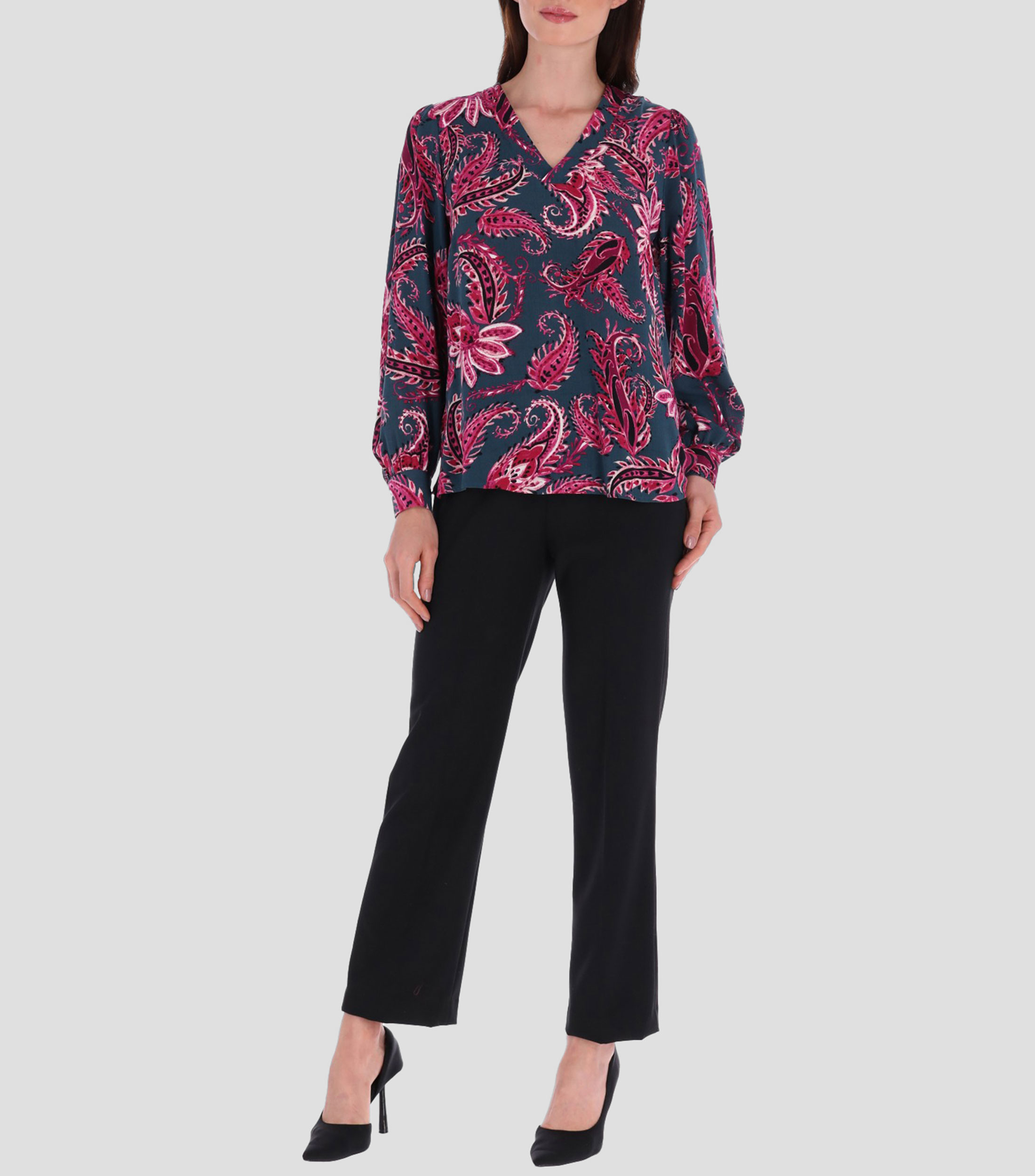 Blusa estampada manga larga Mujer