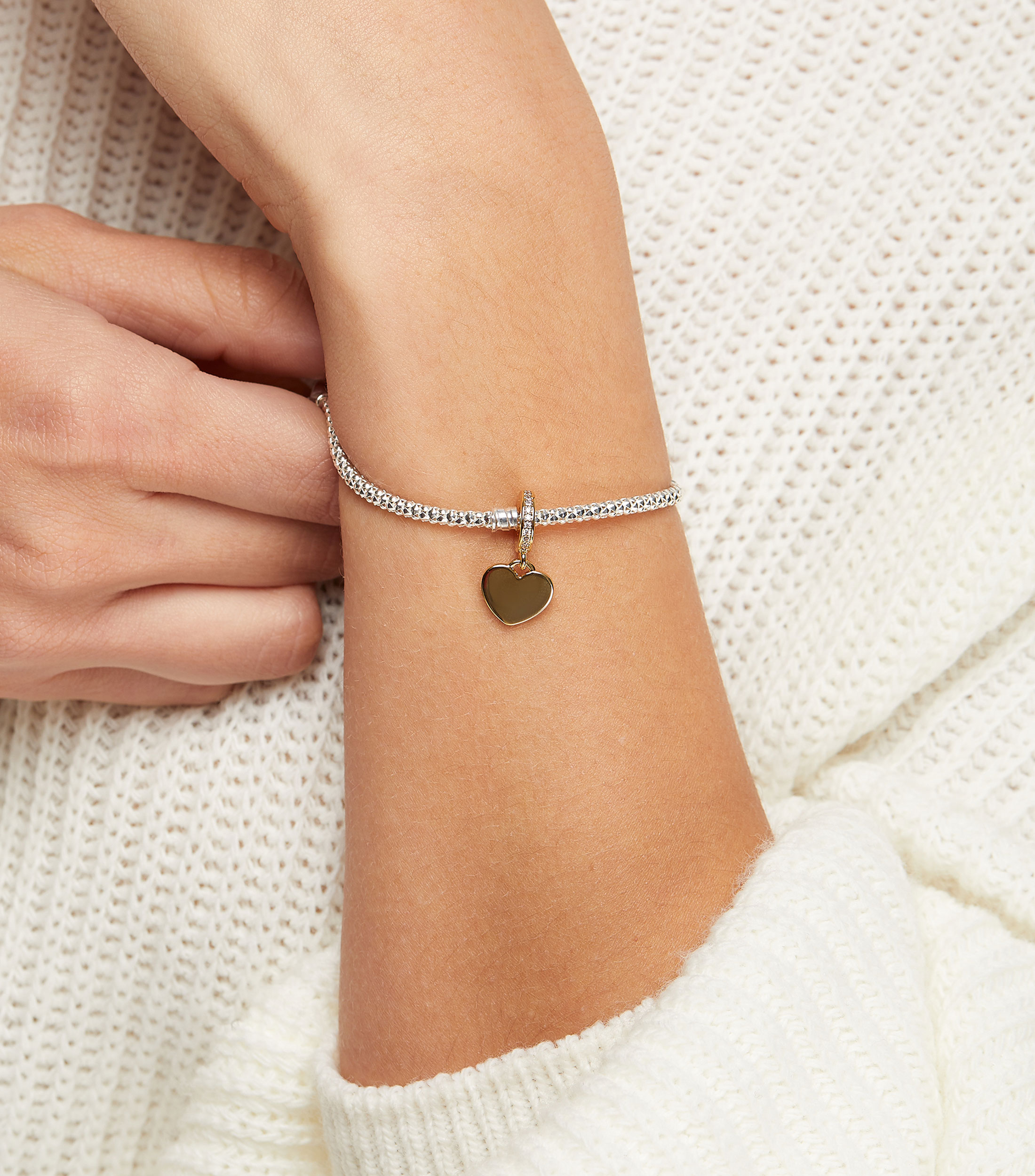 Charm Corazon Grabable con Zirconia Cubica Mujer