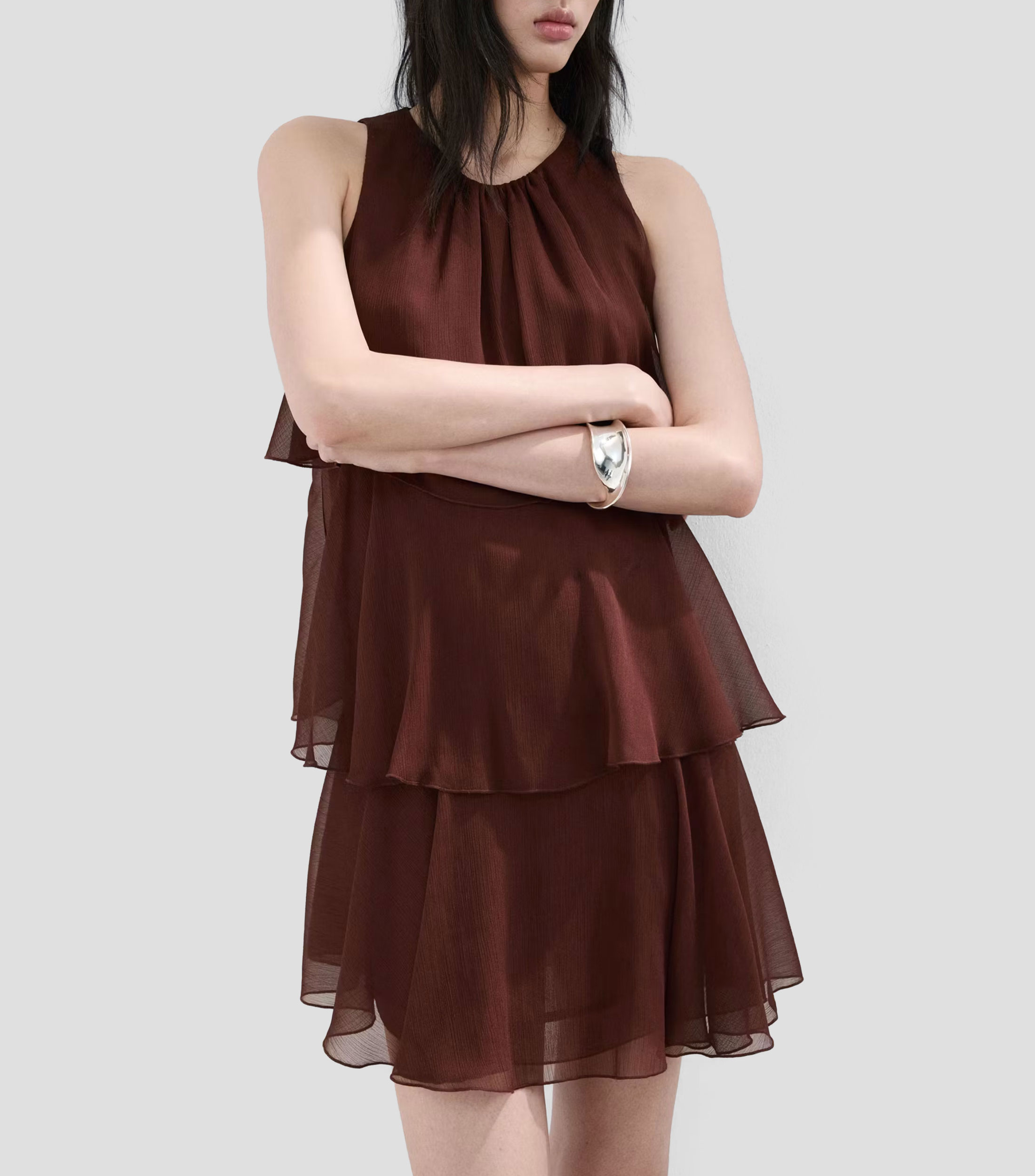 Vestido corto liso Mujer