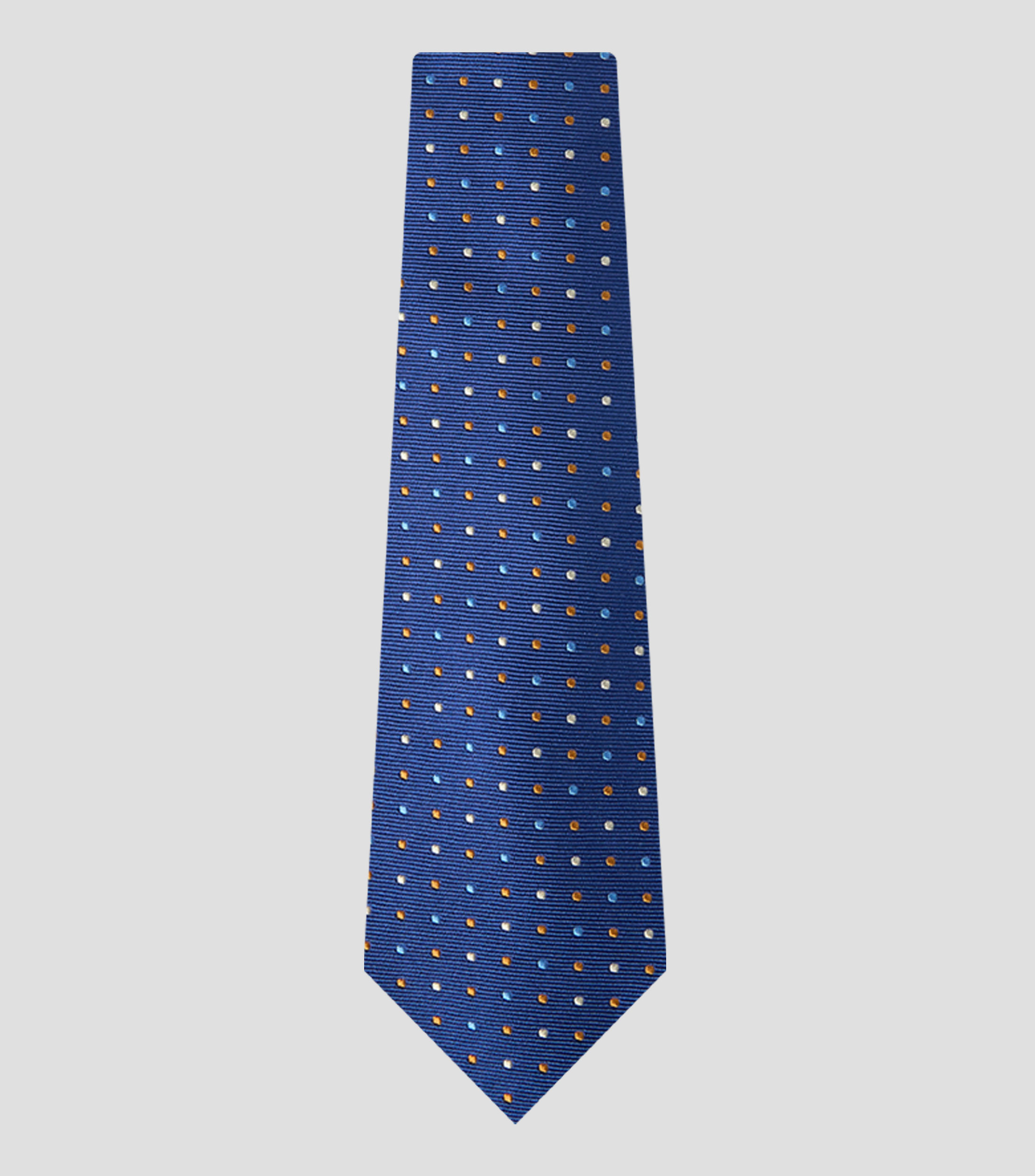 Corbata ancha en seda azul marino polkadots