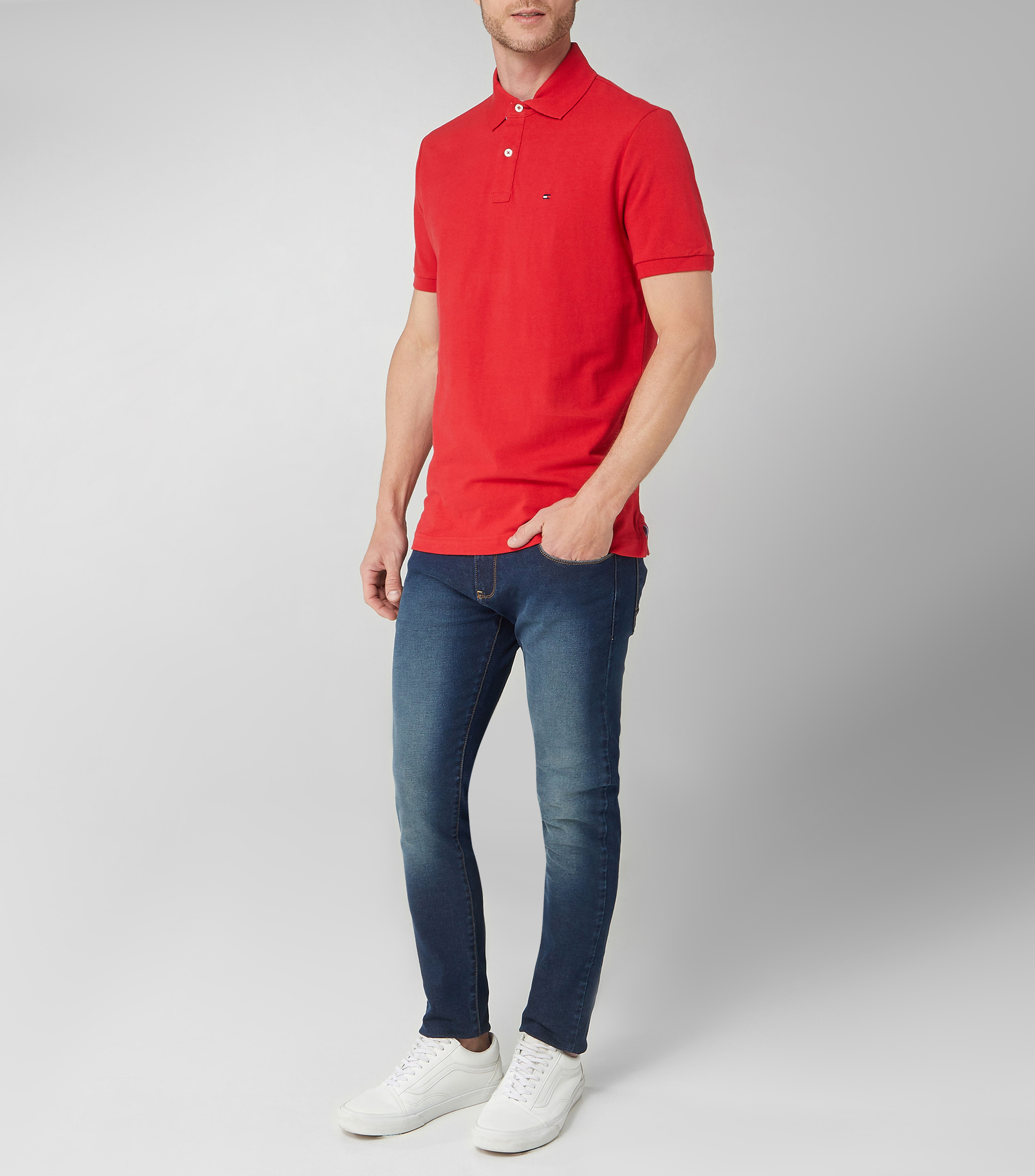 Playera tipo Polo roja de manga corta Hombre