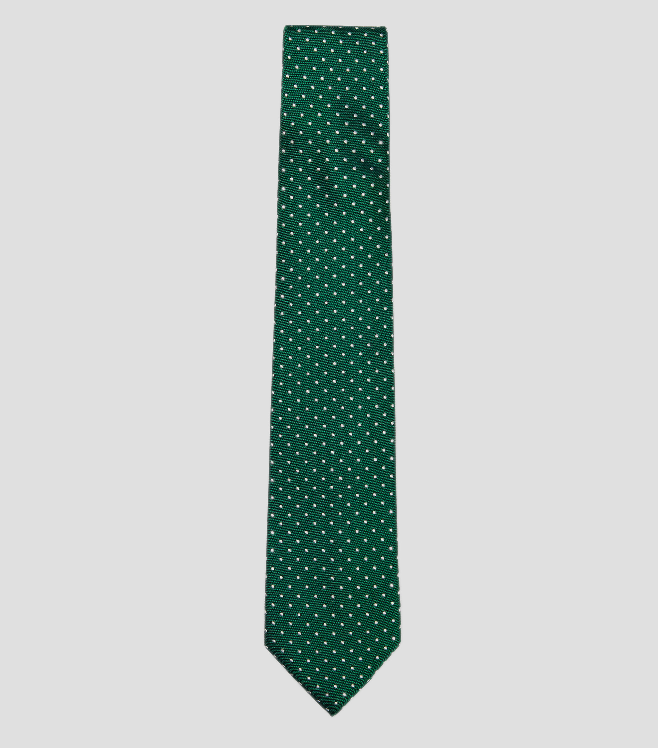 Corbata ancha en seda verde medio con polkadots Brera