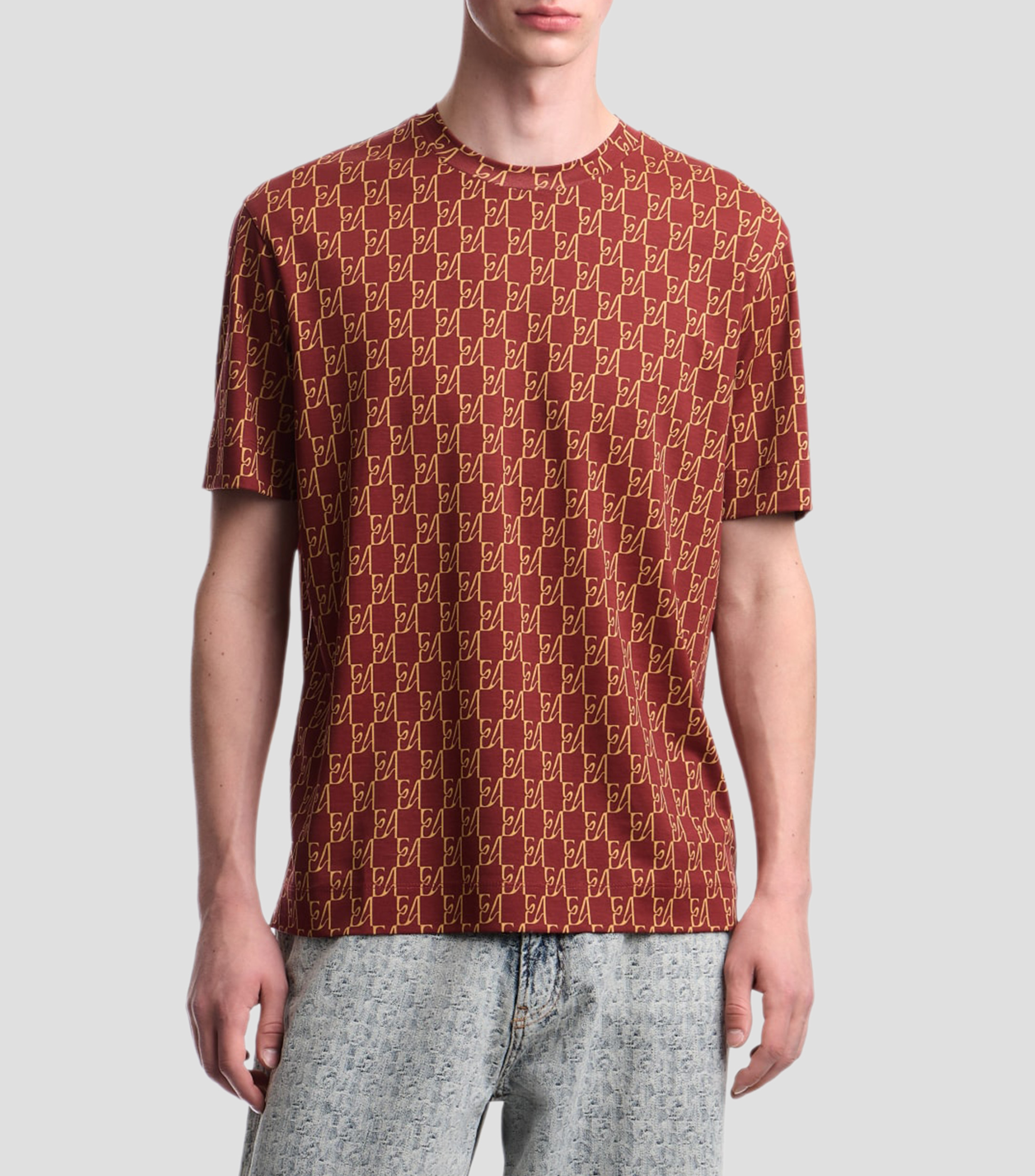 Playera cuello redondo manga corta estampada Hombre