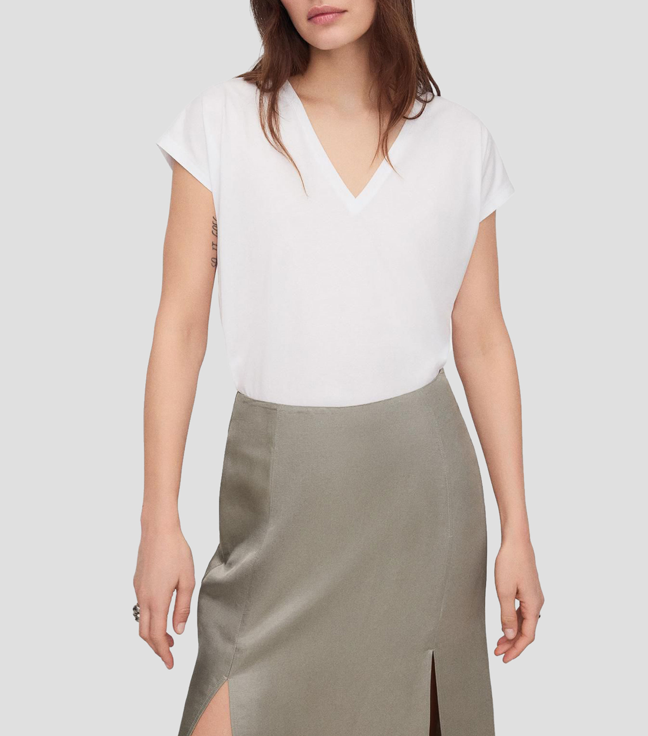 Blusa lisa con manga corta Mujer