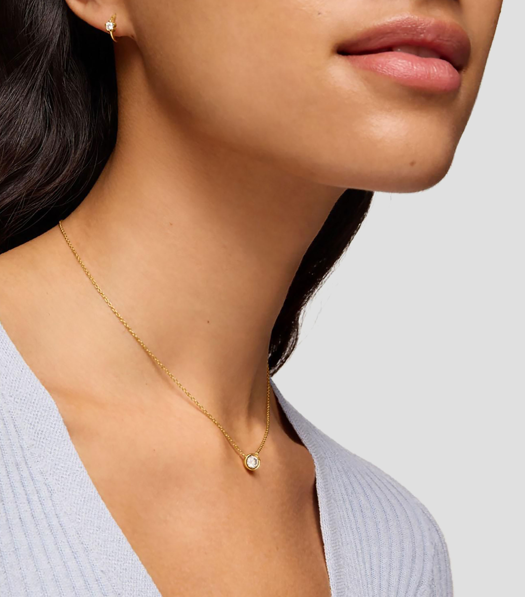 Collar en plata con diamante Line Mujer