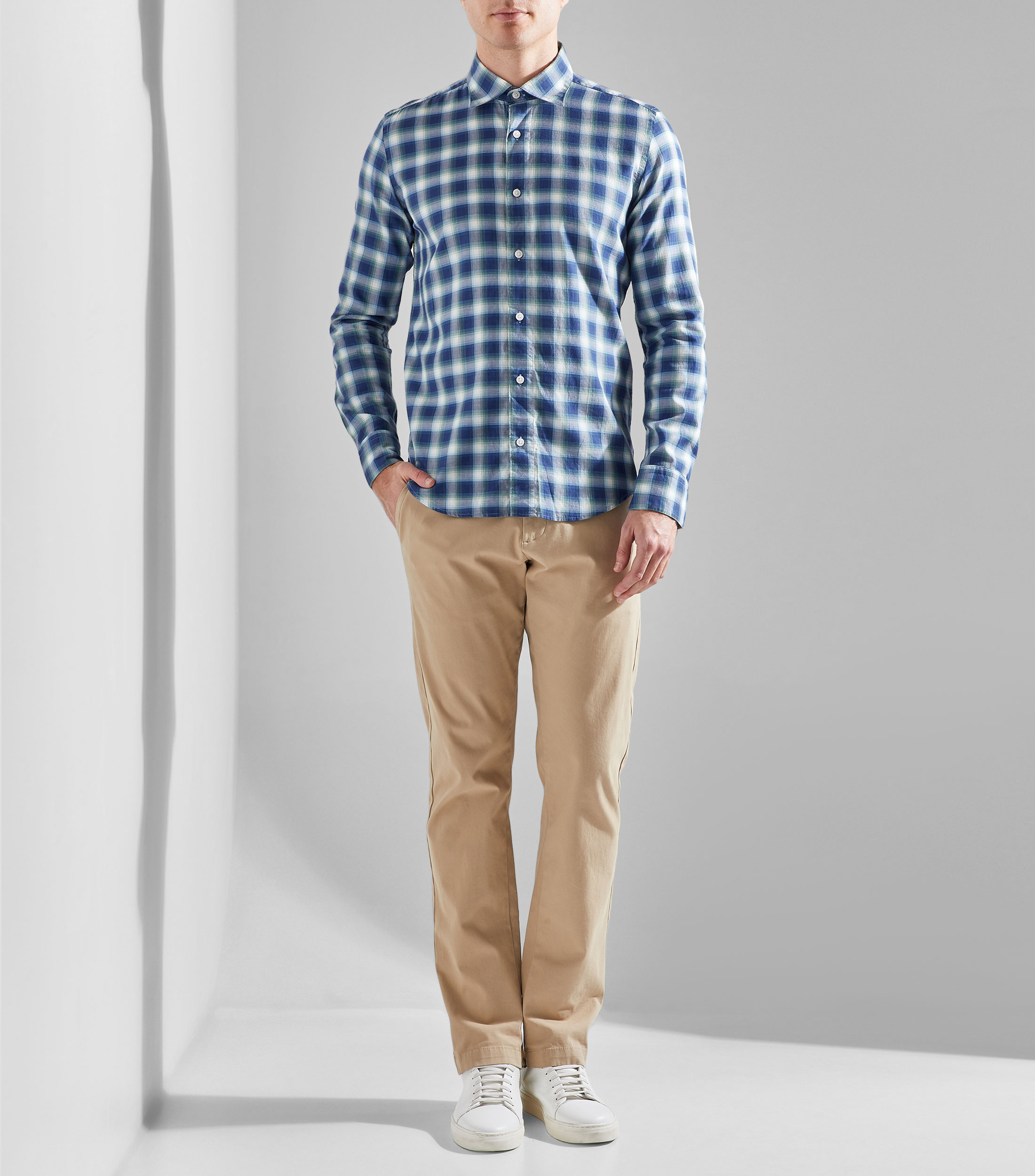 Camisa de cuadros con manga larga Hombre