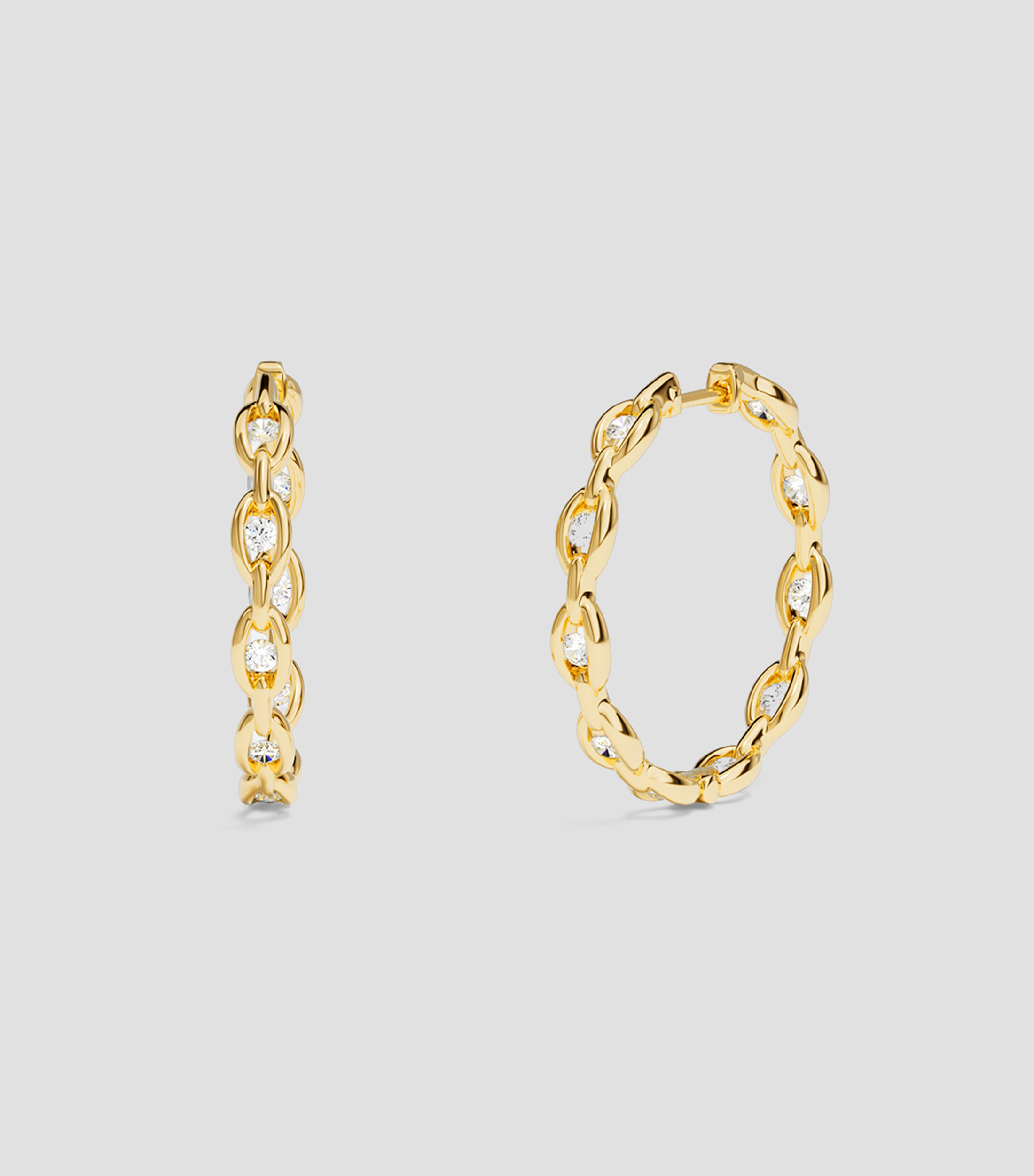 Aretes eslabonados en plata Mujer