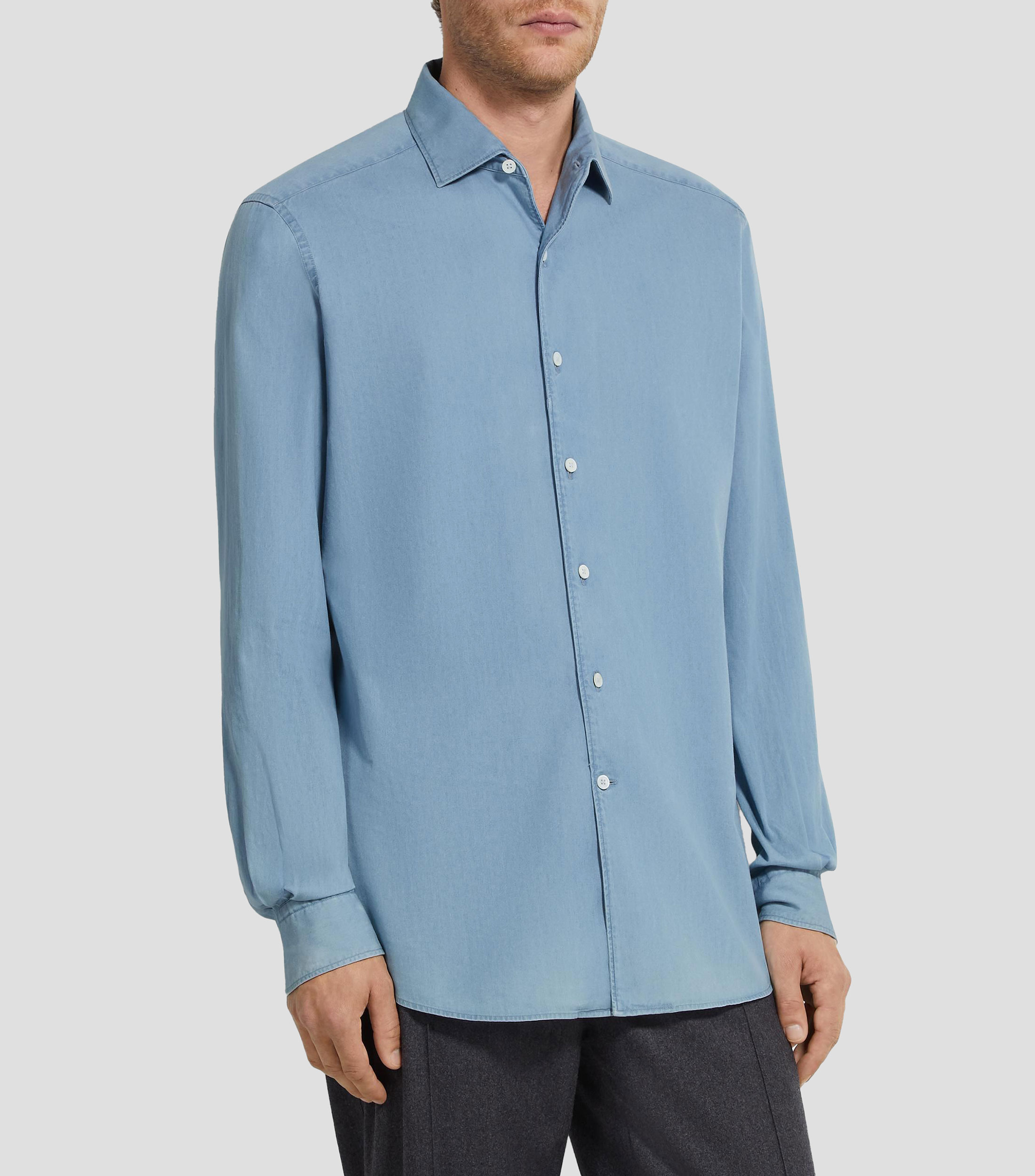Camisa lisa manga larga Hombre